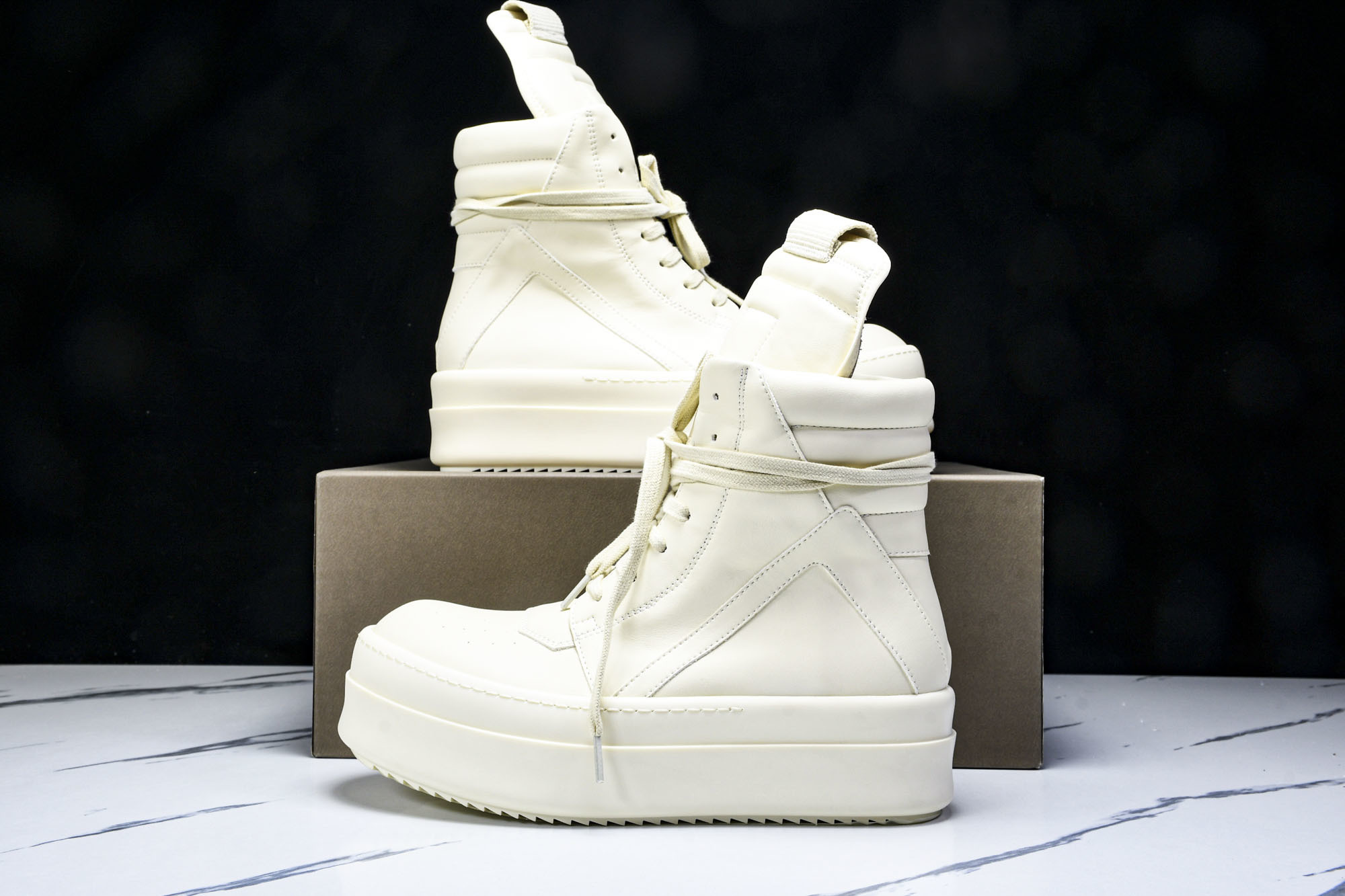 纯原莞产 RICK OWENS RO 厚底 米白色#YZ021-136 37 38 39 40 41 4
