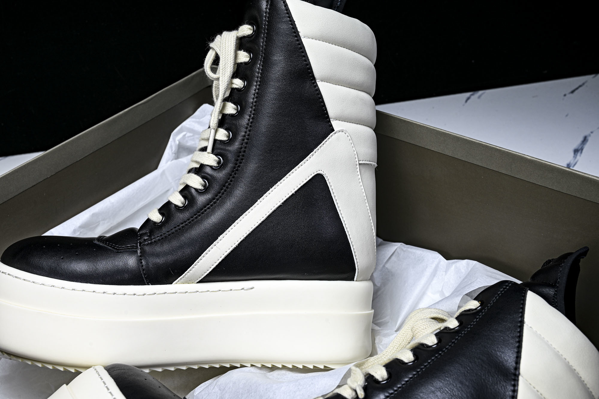纯原莞产 RICK OWENS RO Geobasket 黑白厚底#YZ021-136 37 38 39