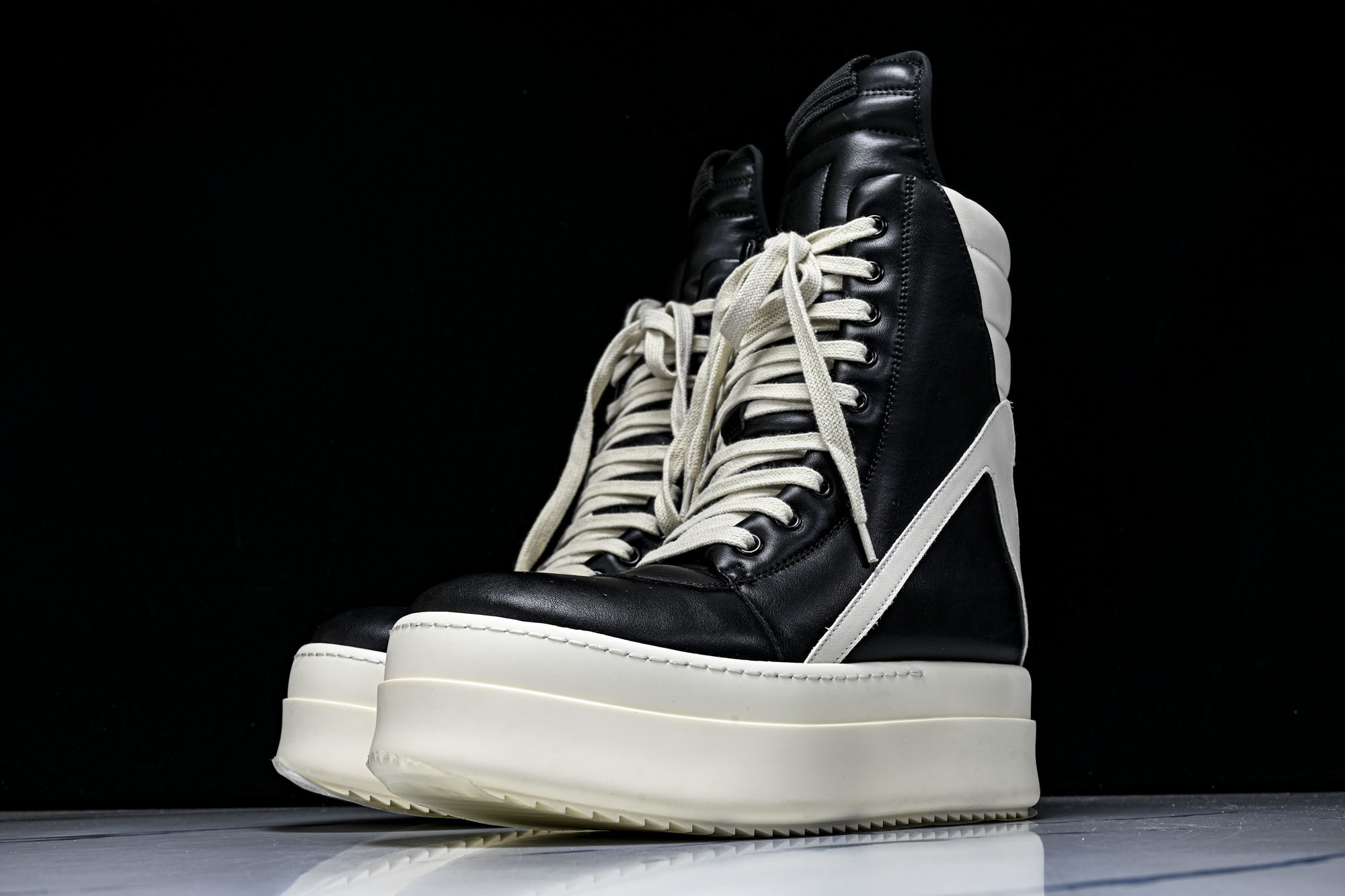 纯原莞产 RICK OWENS RO Geobasket 黑白厚底#YZ021-136 37 38 39