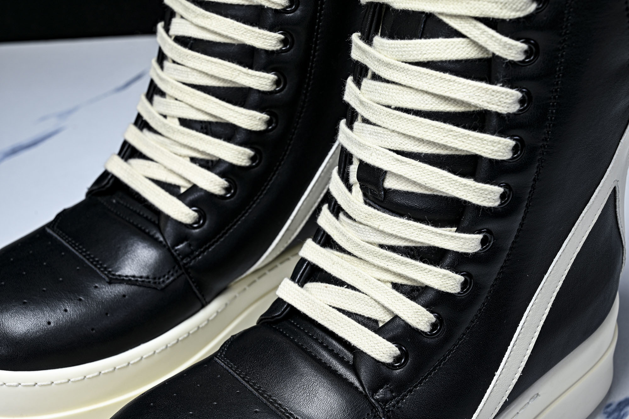 纯原莞产 RICK OWENS RO Geobasket 黑白厚底#YZ021-136 37 38 39