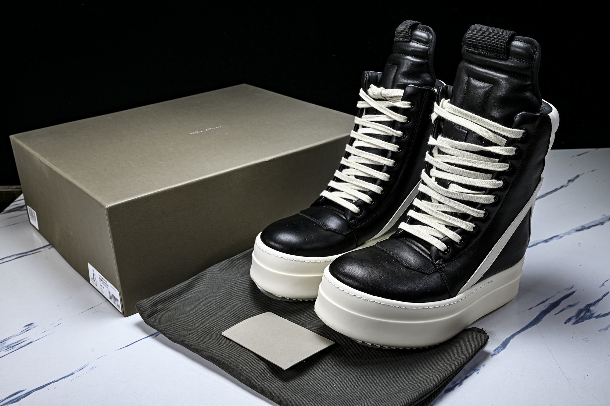 纯原莞产 RICK OWENS RO Geobasket 黑白厚底#YZ021-136 37 38 39