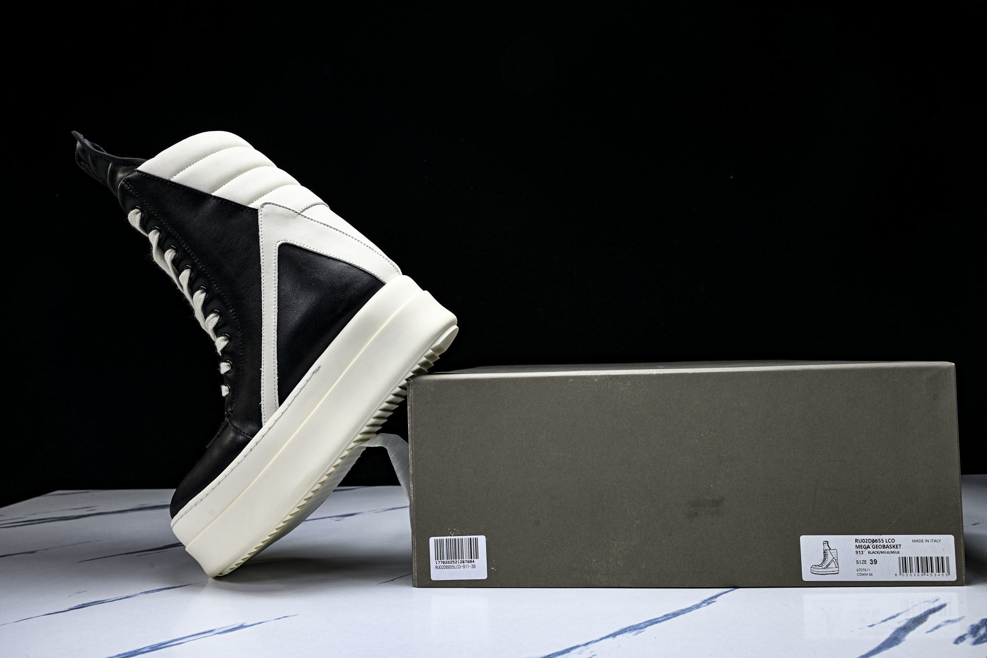纯原莞产 RICK OWENS RO Geobasket 黑白厚底#YZ021-136 37 38 39
