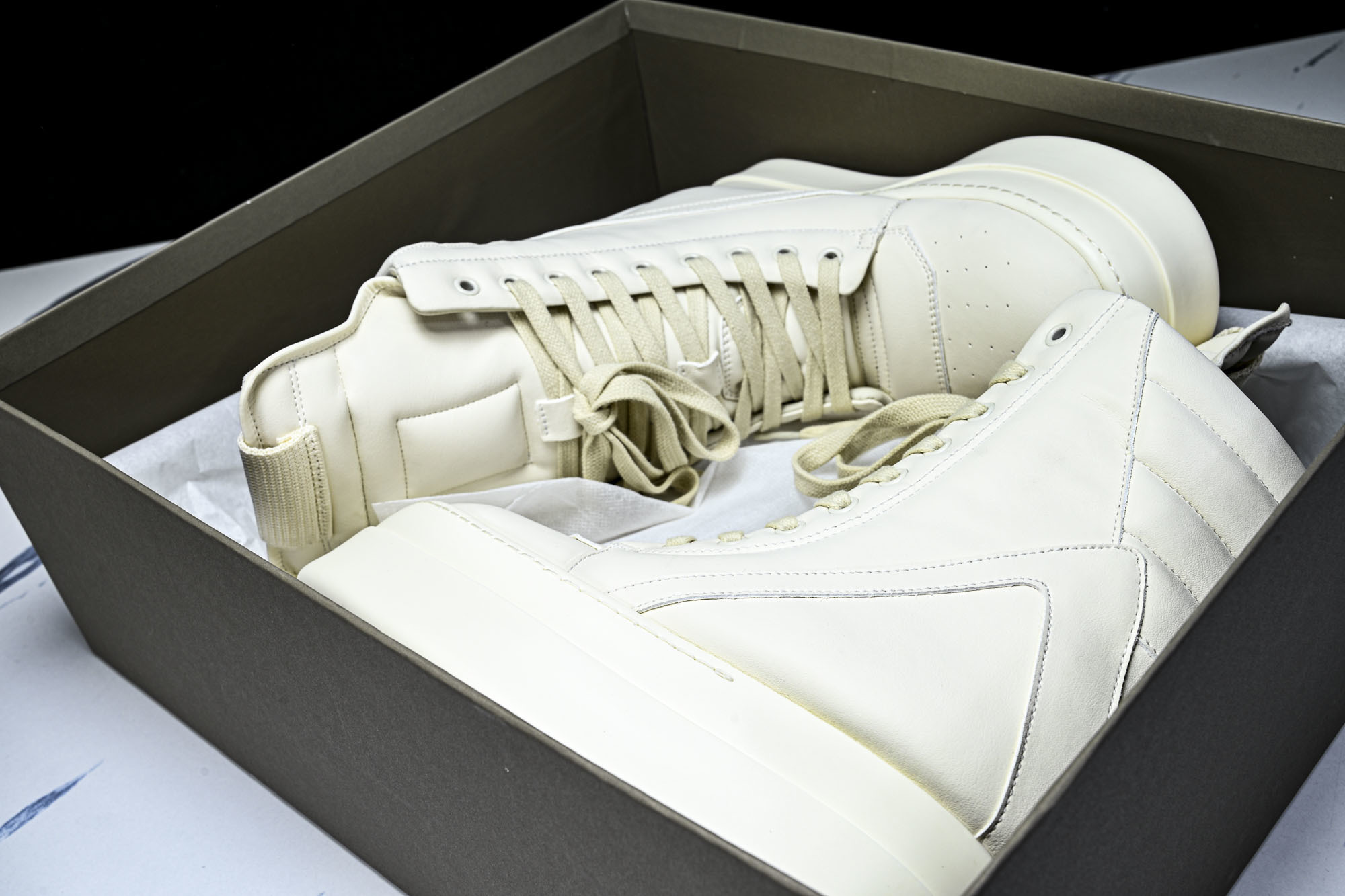 纯原莞产 RICK OWENS RO Mega Geobask 白色厚底#YZ021-136 37 38