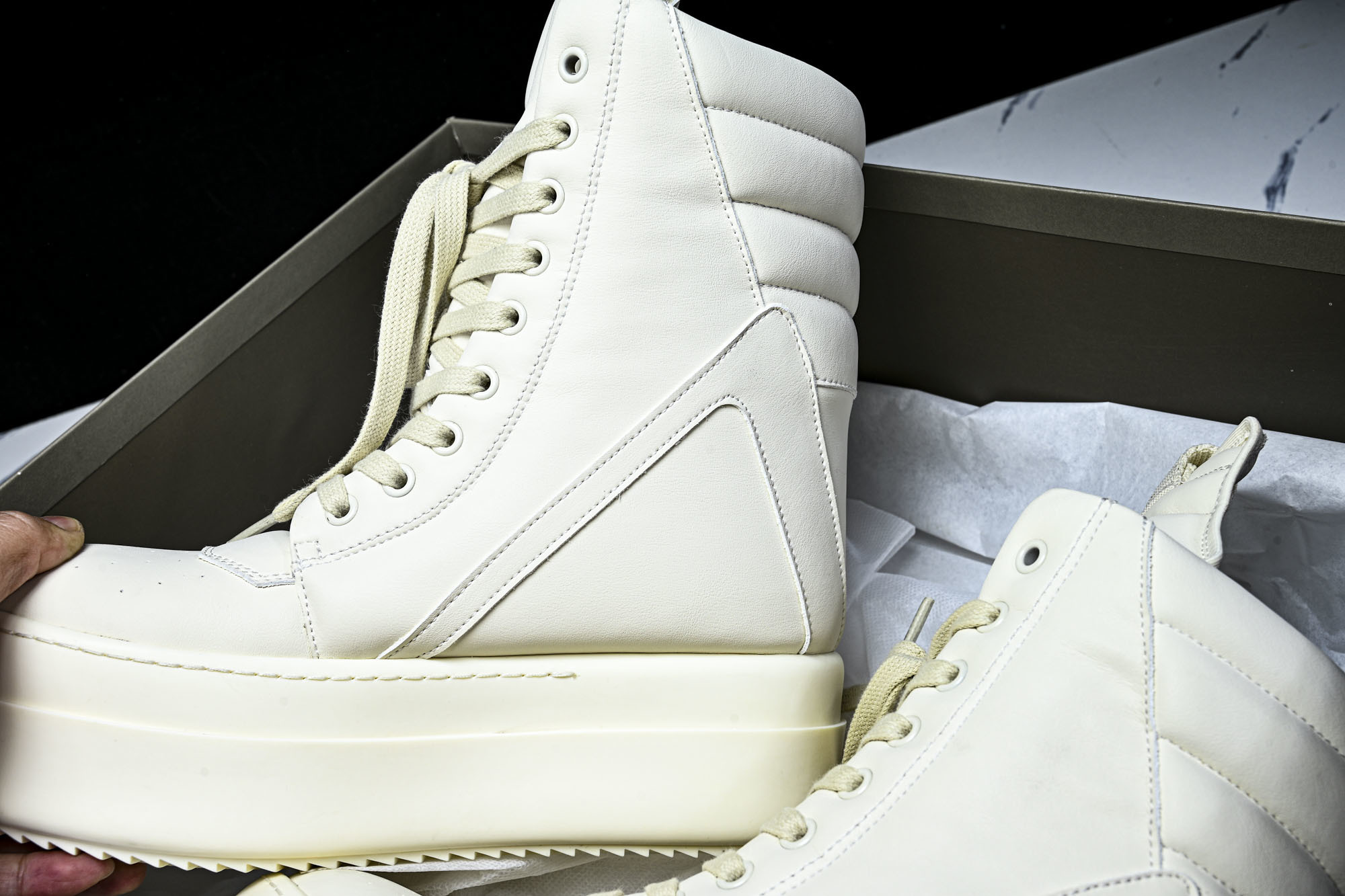 纯原莞产 RICK OWENS RO Mega Geobask 白色厚底#YZ021-136 37 38