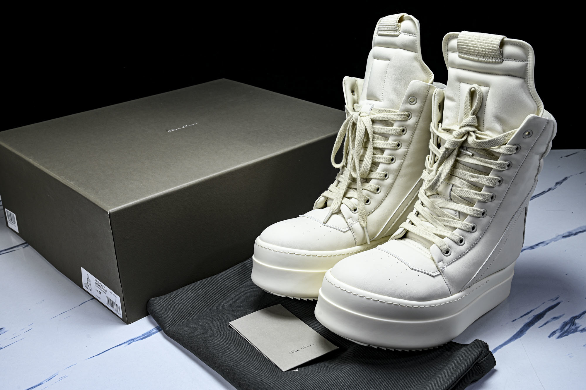 纯原莞产 RICK OWENS RO Mega Geobask 白色厚底#YZ021-136 37 38