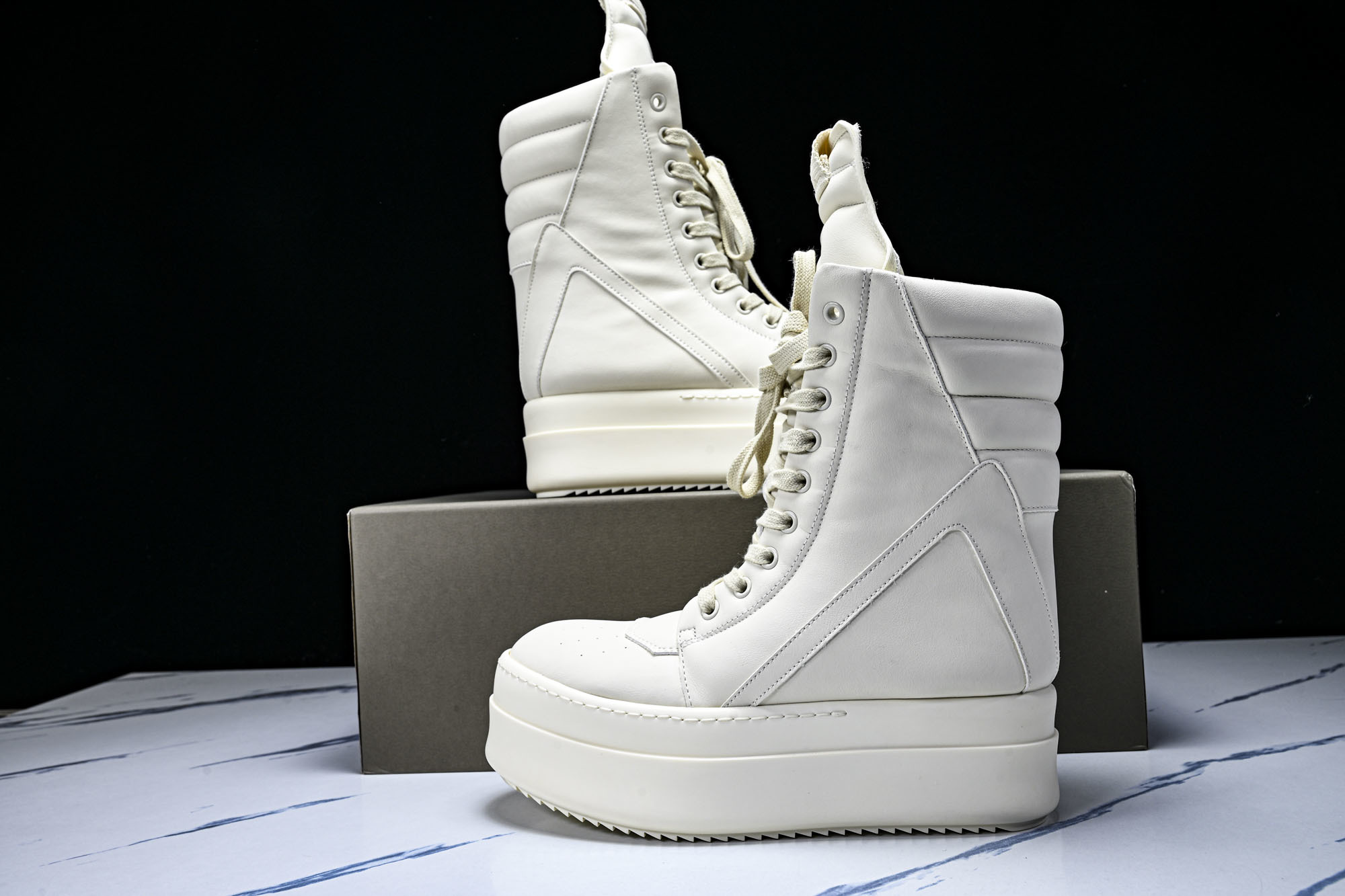 纯原莞产 RICK OWENS RO Mega Geobask 白色厚底#YZ021-136 37 38
