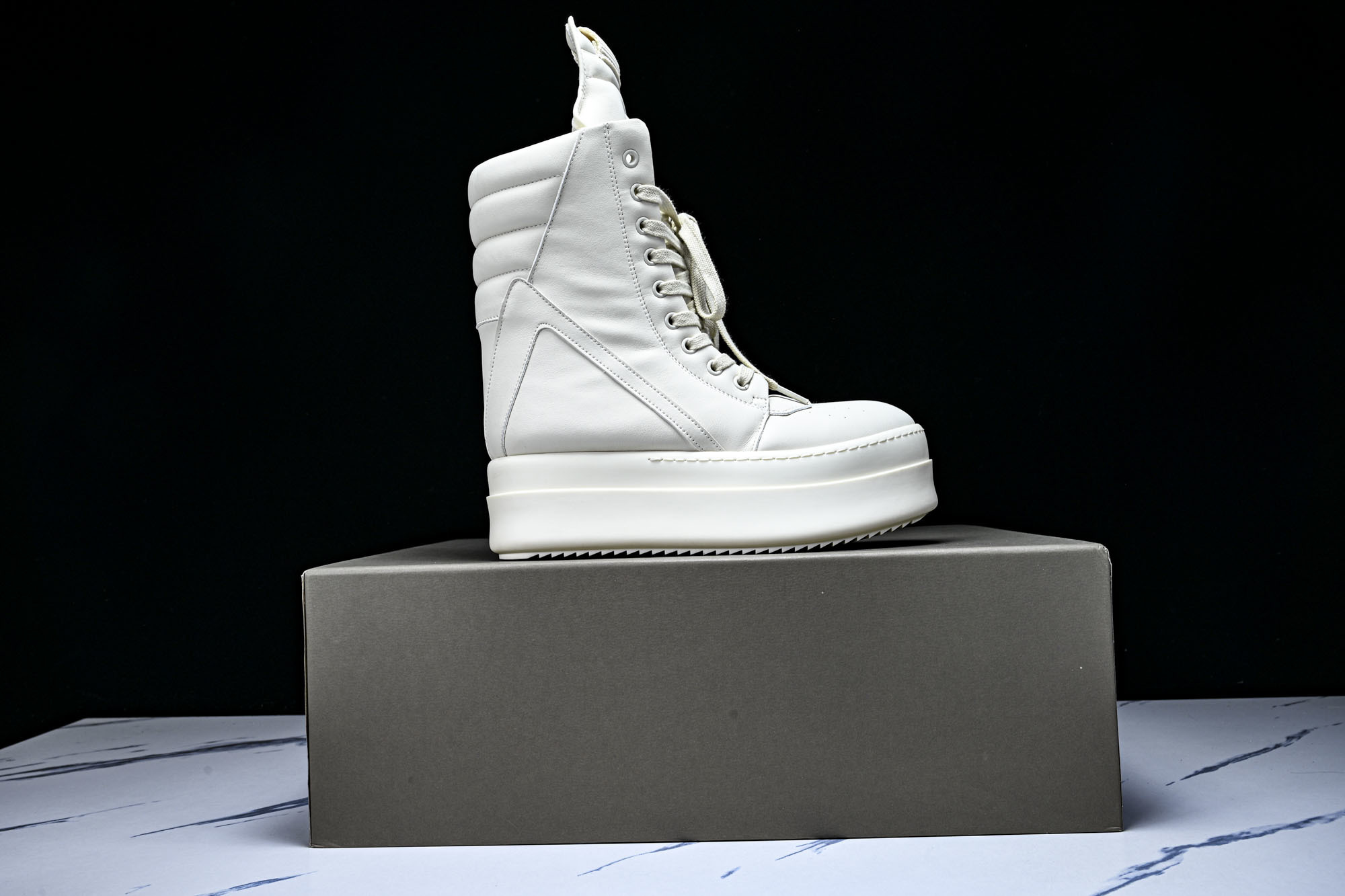纯原莞产 RICK OWENS RO Mega Geobask 白色厚底#YZ021-136 37 38