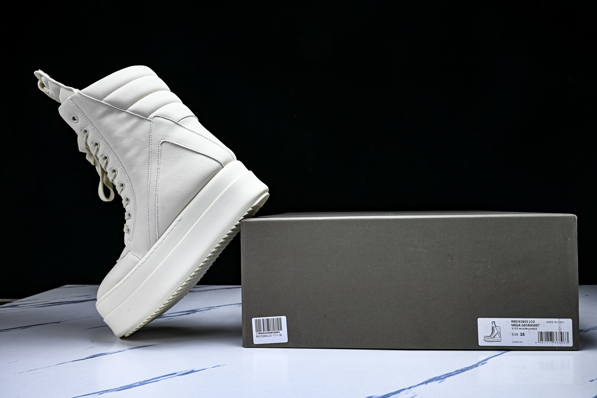 纯原莞产 RICK OWENS RO Mega Geobask 白色厚底#YZ021-136 37 38