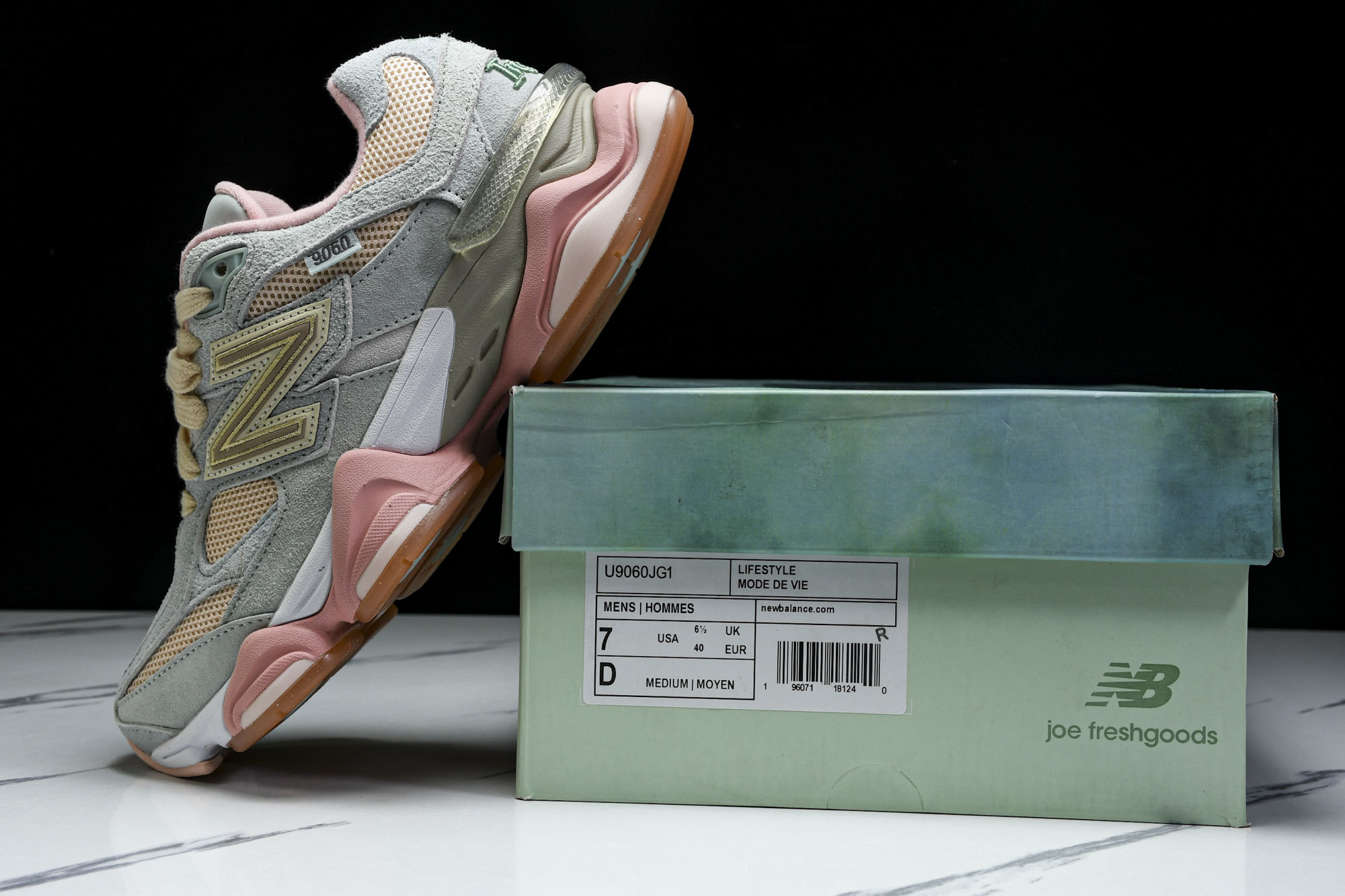纯原 Joe Freshgoods x New Balance NB9060 复古休闲运动慢跑鞋 灰粉色