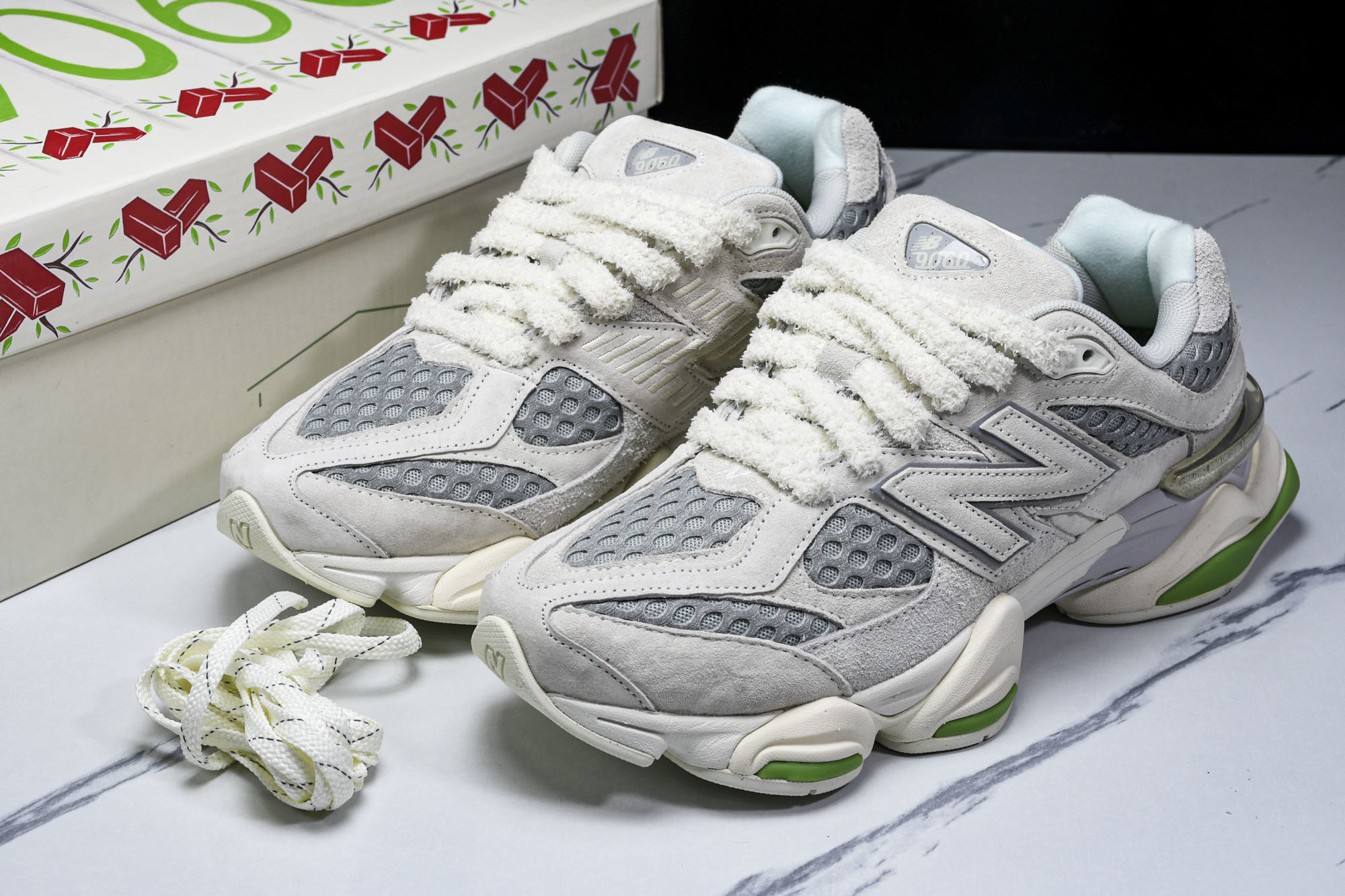 纯原 Joe Freshgoods x New Balance NB9060 复古休闲运动慢跑鞋 米绿色