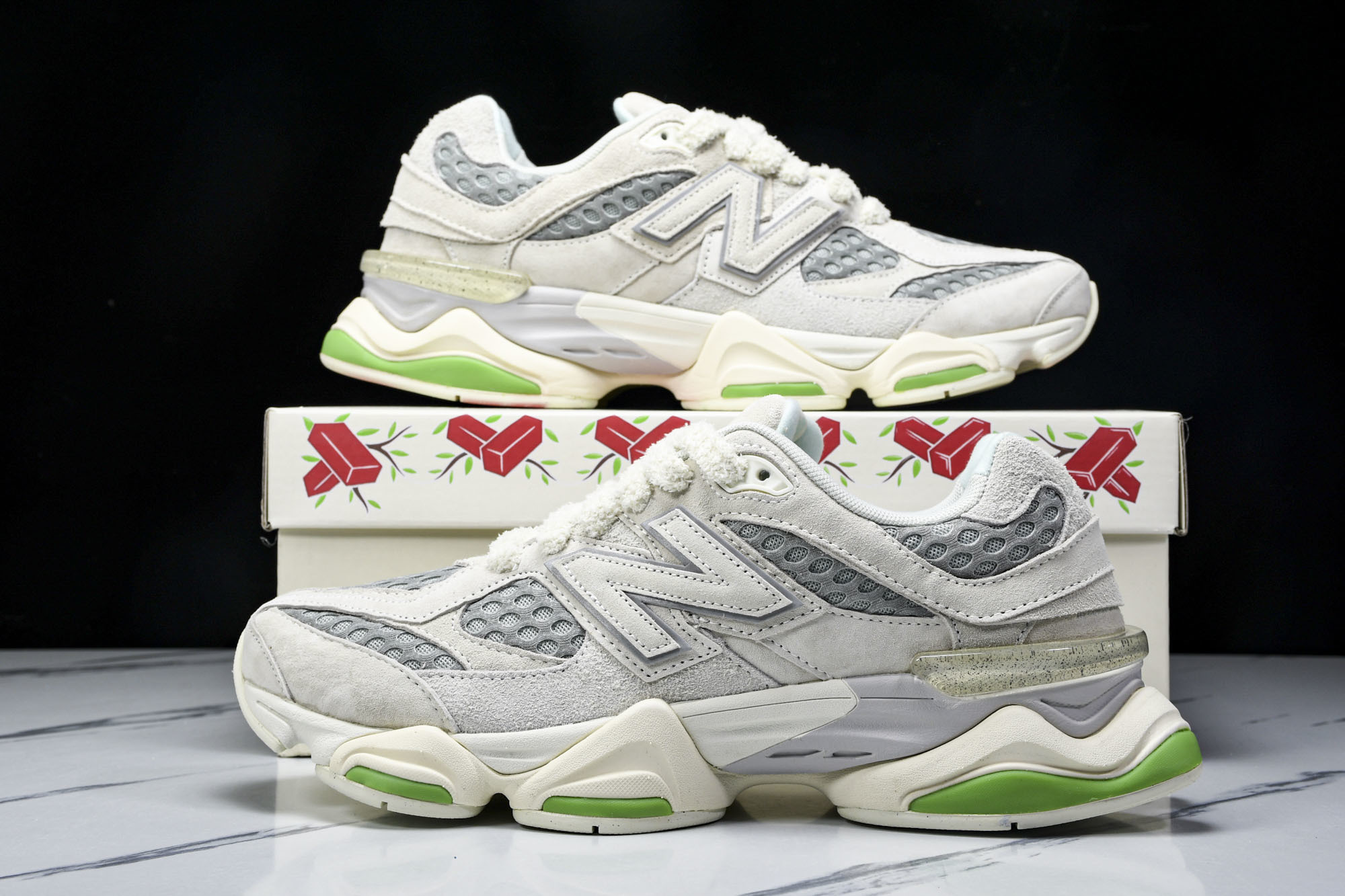 纯原 Joe Freshgoods x New Balance NB9060 复古休闲运动慢跑鞋 米绿色