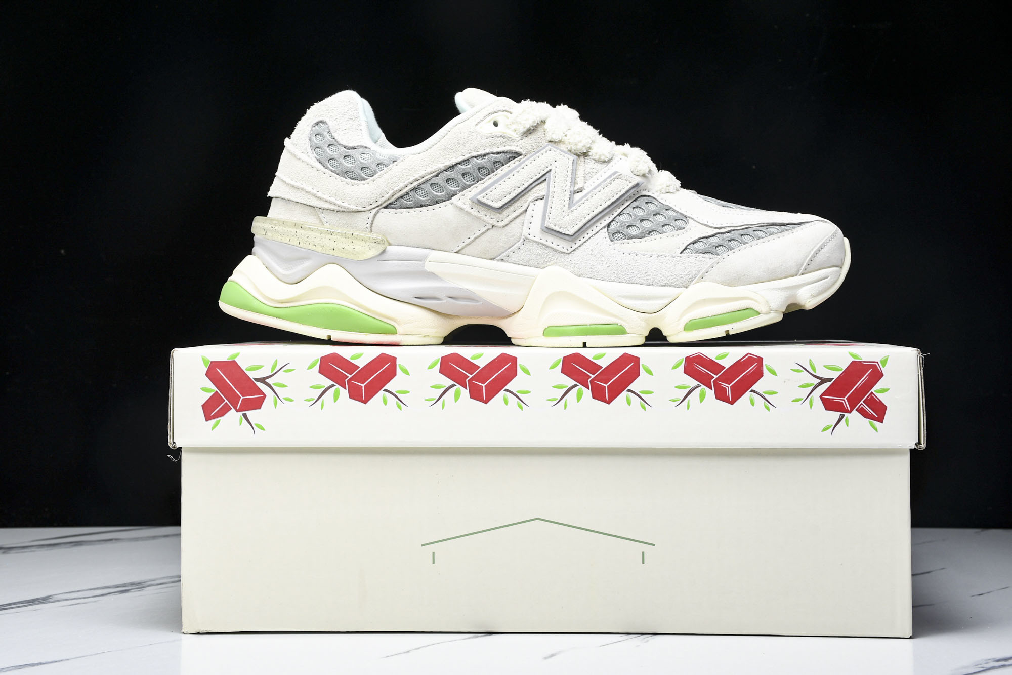 纯原 Joe Freshgoods x New Balance NB9060 复古休闲运动慢跑鞋 米绿色
