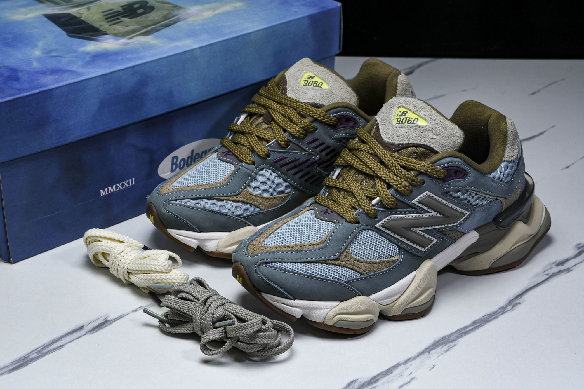 纯原 Joe Freshgoods x New Balance NB9060 复古休闲运动慢跑鞋 蓝棕色