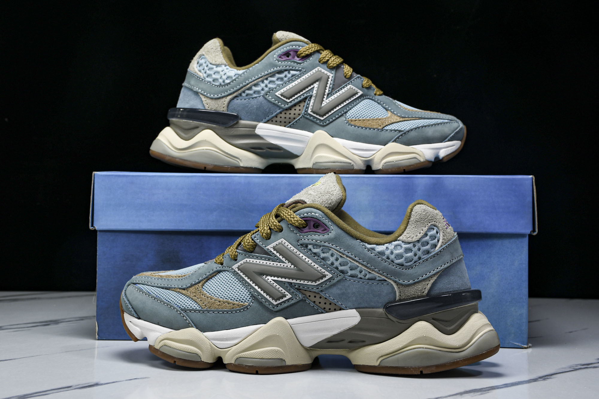 纯原 Joe Freshgoods x New Balance NB9060 复古休闲运动慢跑鞋 蓝棕色