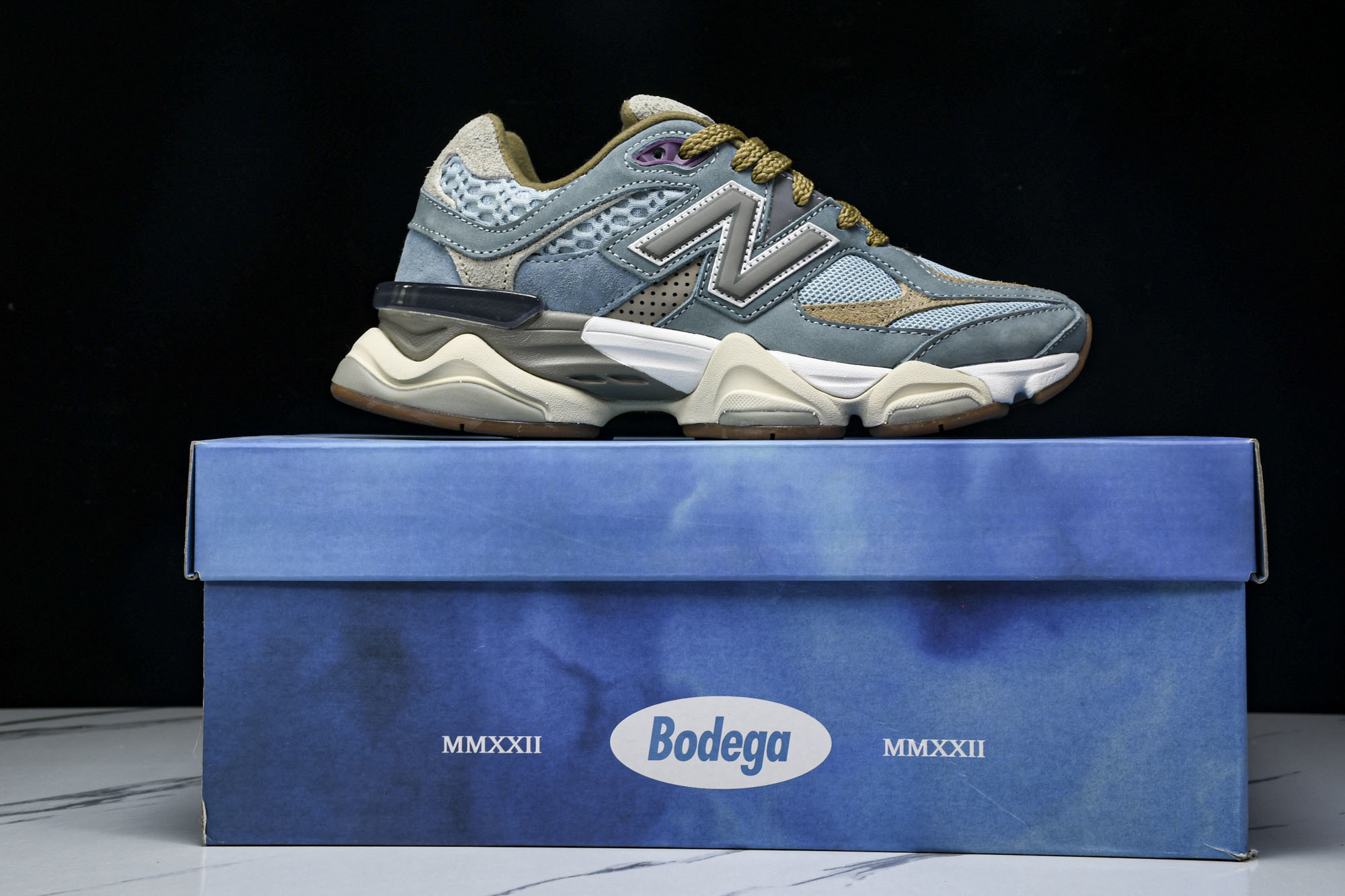 纯原 Joe Freshgoods x New Balance NB9060 复古休闲运动慢跑鞋 蓝棕色