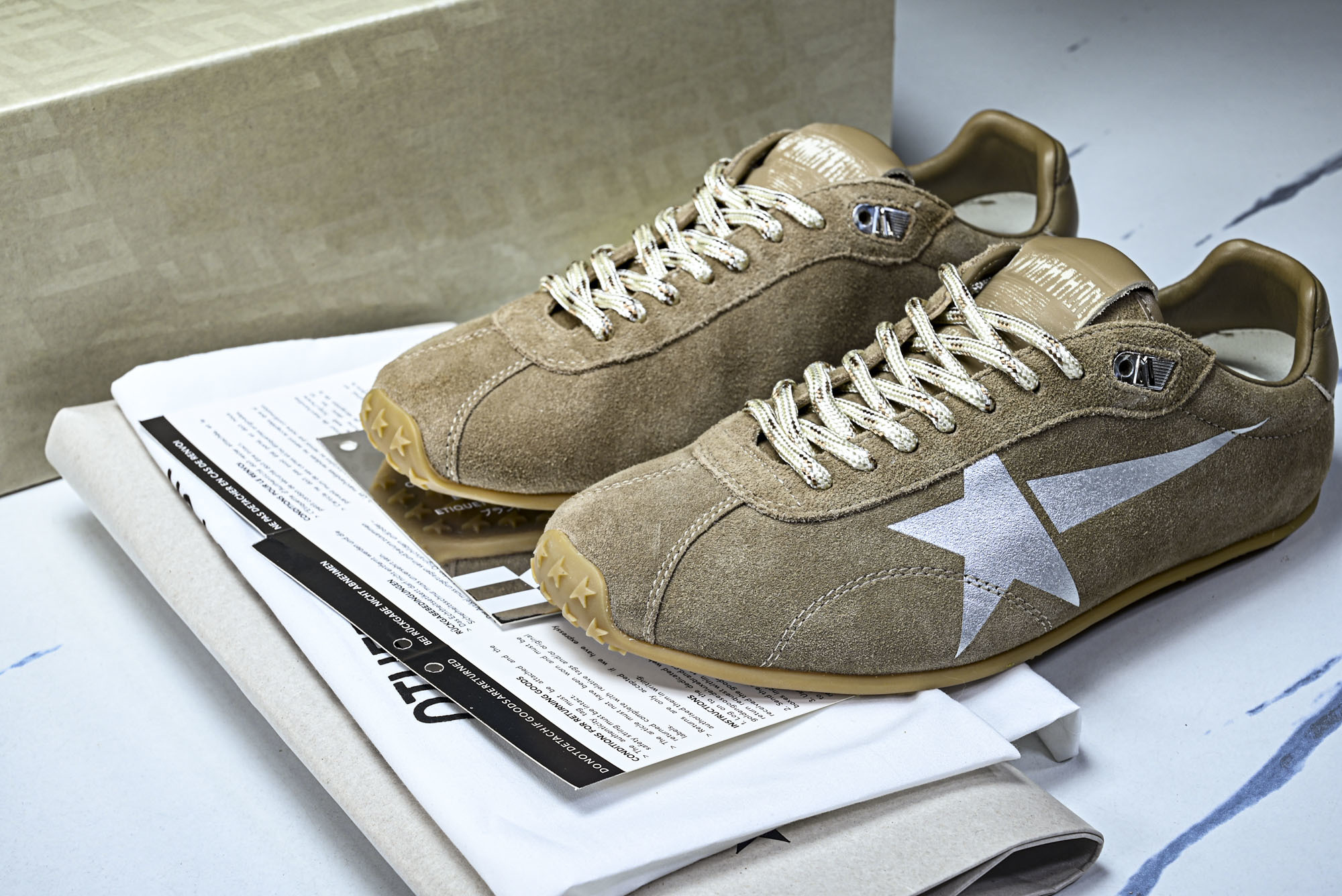 Golden Goose 25周年限定款三色系带平底低帮德训板鞋2025新款星星做旧小脏鞋女_CM_1#
