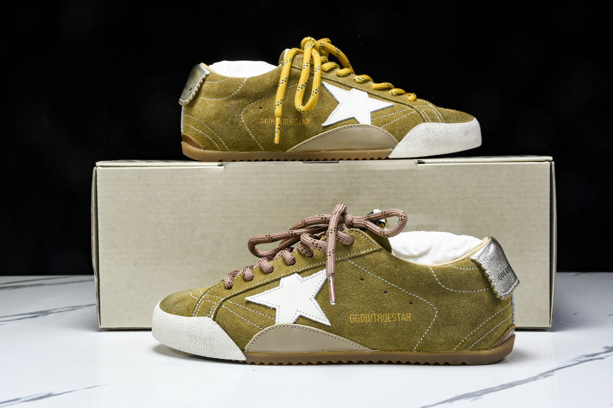 Golden Goose 25周年限定款三色系带平底低帮德训板鞋2025新款星星做旧小脏鞋女_CM_5G