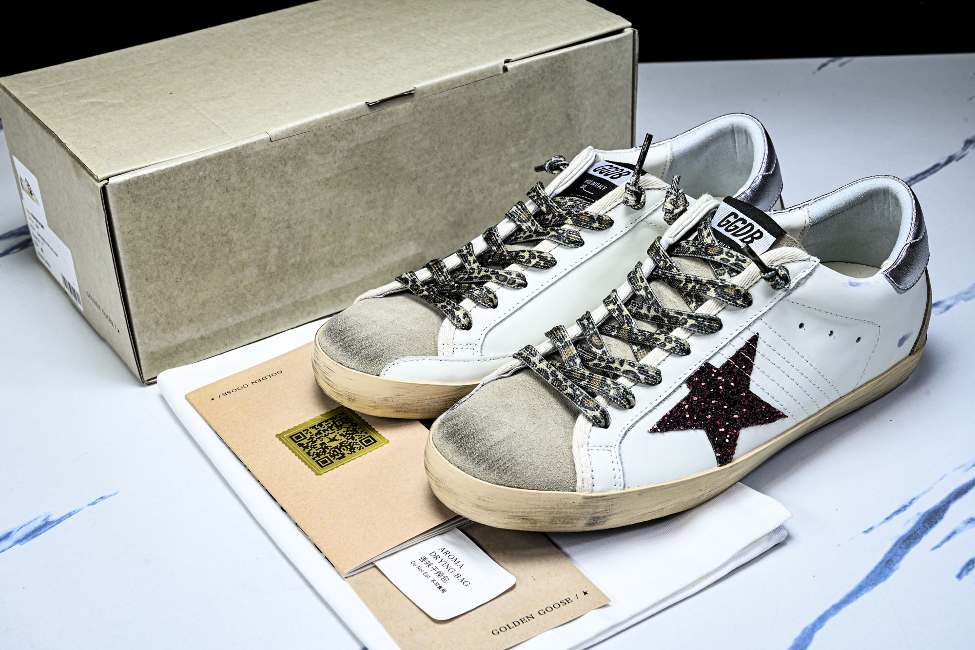 Golden Goose Ball Star 低帮休闲板鞋 GGDB小脏鞋 白棕 豹纹星海淘代购同渠道品