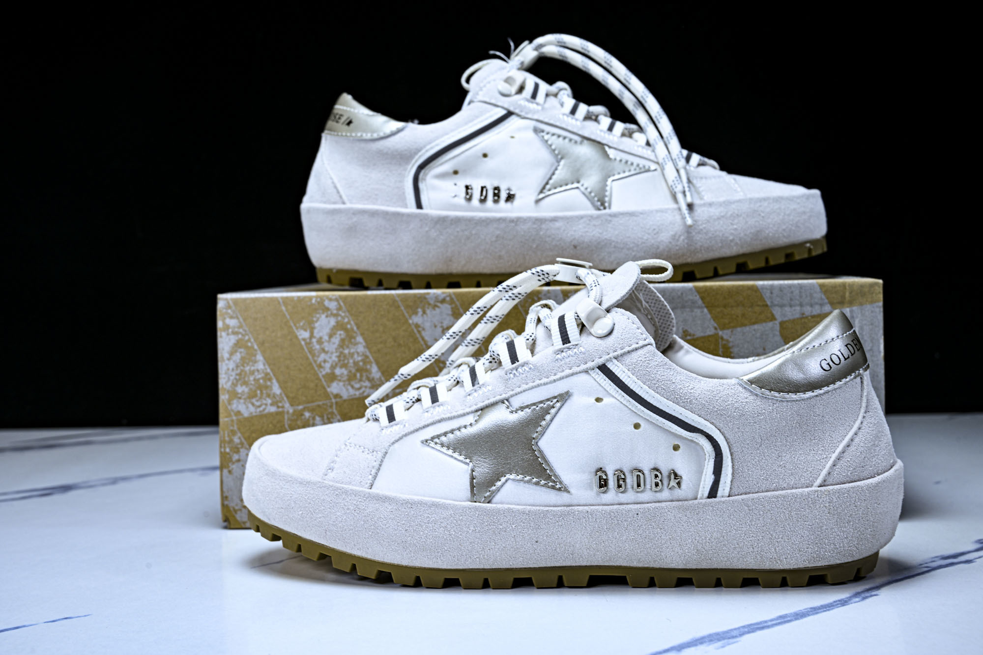 Golden Goose GGDB 麂皮拼接厚底系带休闲鞋女板鞋_CM_1 #YZ006Golden G