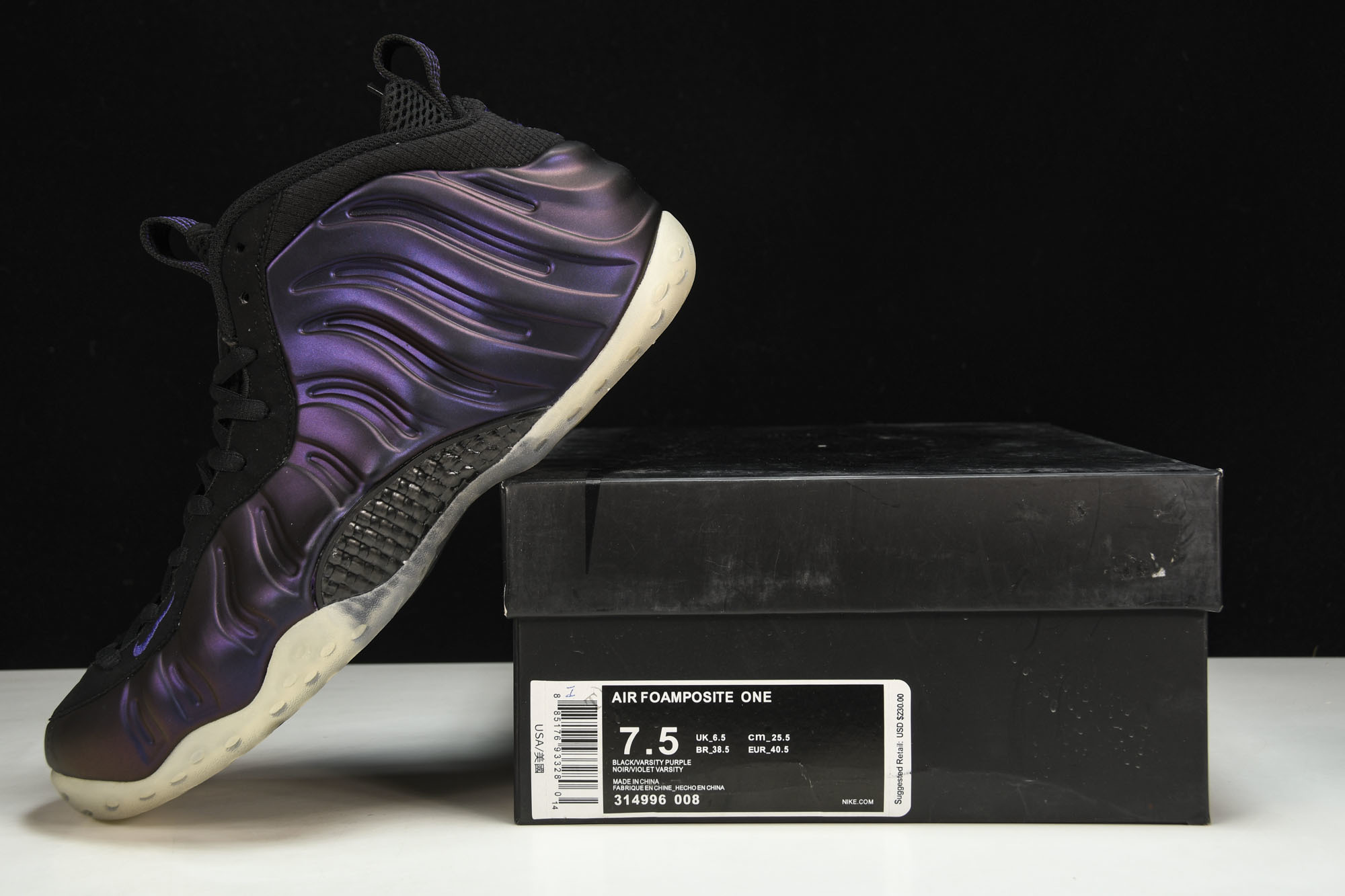 NK Air Foamposite One 茄子喷 紫喷 -00838.5 39 41 42 42.5 