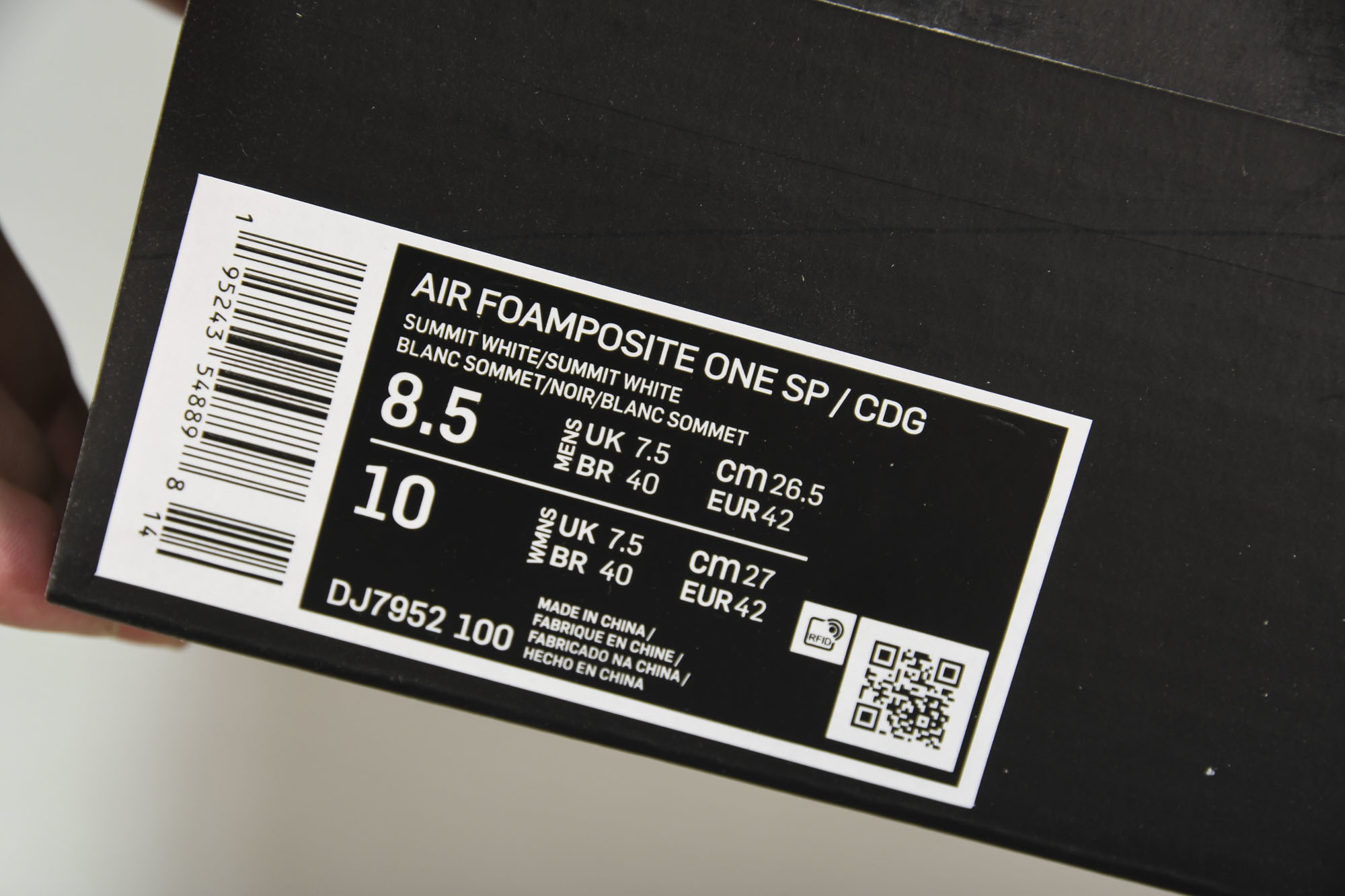 NK Air Foamposite One CDG联名 白色喷 DJ7952-10038.5 39 41