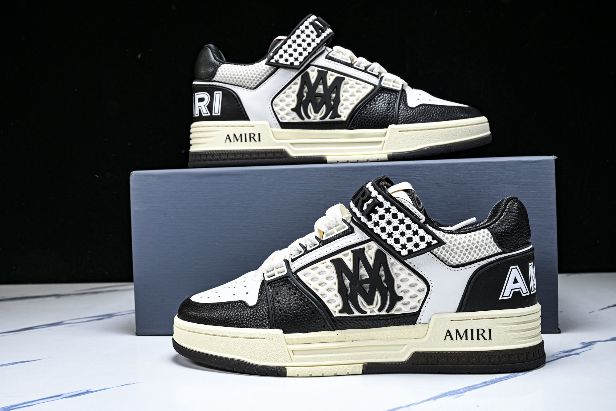 AMIRI 新品 2026早春新品男士皮革黑色白色 MA SKYLINE运动鞋_CM_1 YZ#023-