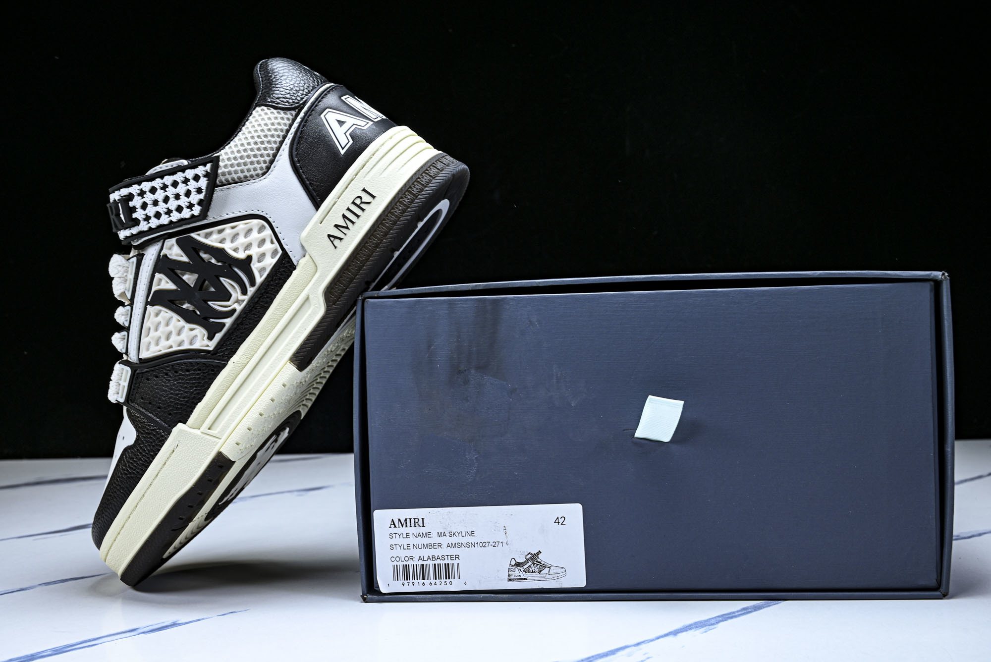 AMIRI 新品 2026早春新品男士皮革黑色白色 MA SKYLINE运动鞋_CM_1 YZ#023-