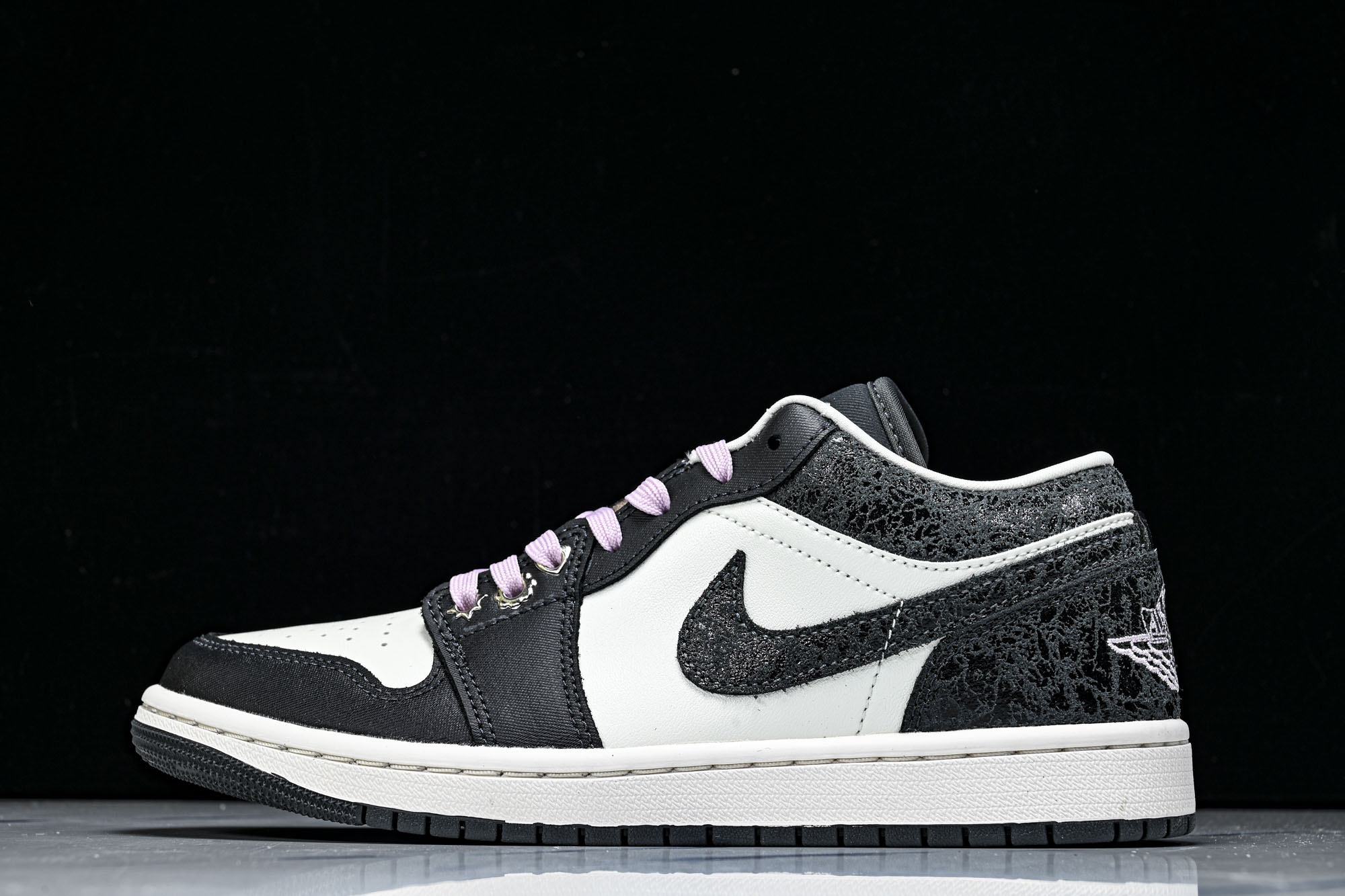 Air Jordan 1 Low AJ1 乔1爆裂纹黑白 低帮复古文化篮球鞋 II0595-001 #Y