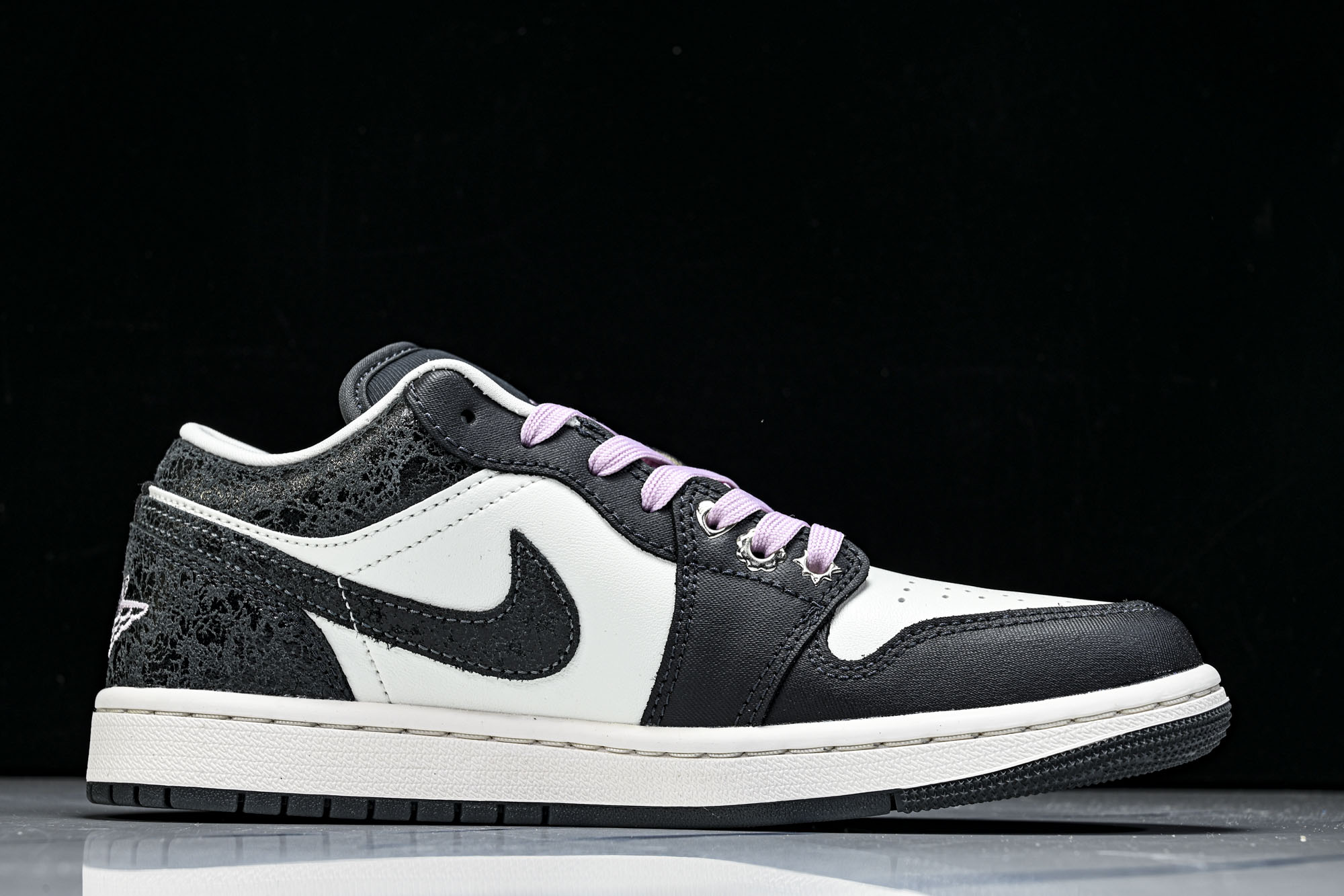 Air Jordan 1 Low AJ1 乔1爆裂纹黑白 低帮复古文化篮球鞋 II0595-001 #Y