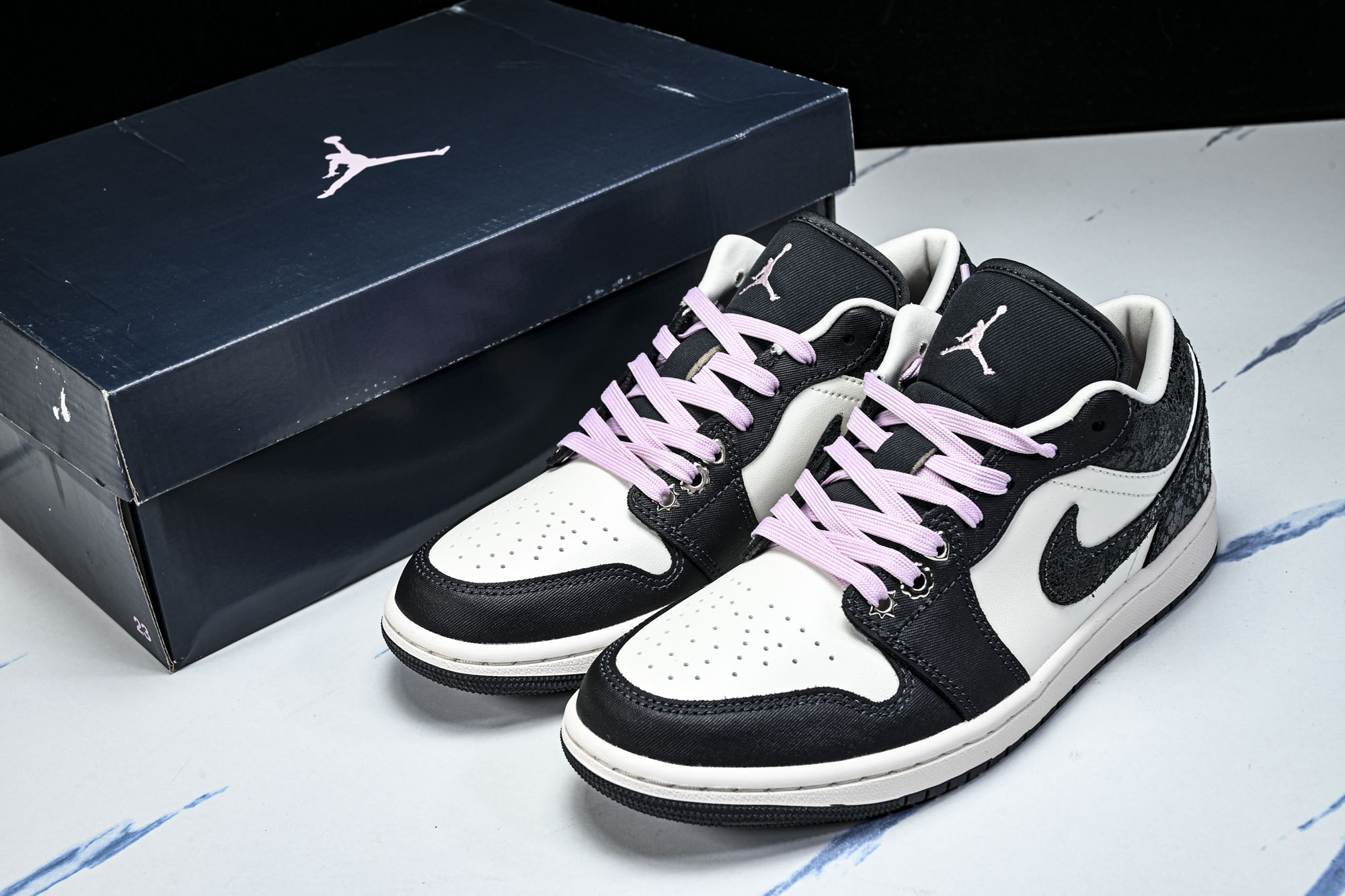 Air Jordan 1 Low AJ1 乔1爆裂纹黑白 低帮复古文化篮球鞋 II0595-001 #Y
