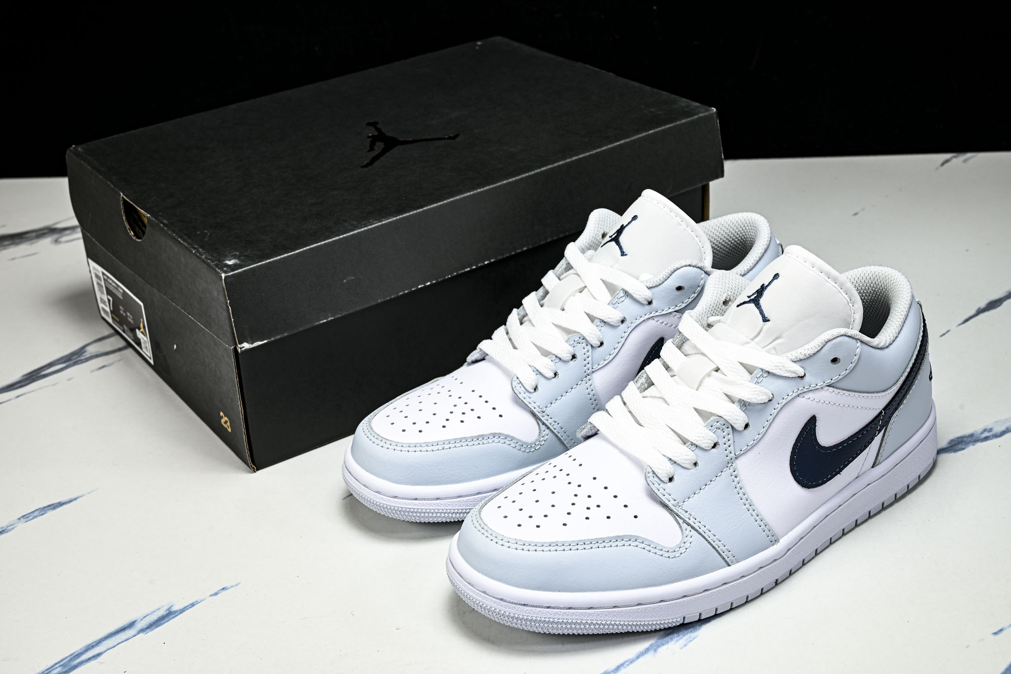 Air Jordan 1 Low AJ1 乔1白灰蓝勾 低帮复古文化篮球鞋 -400 #YZ010CJ版