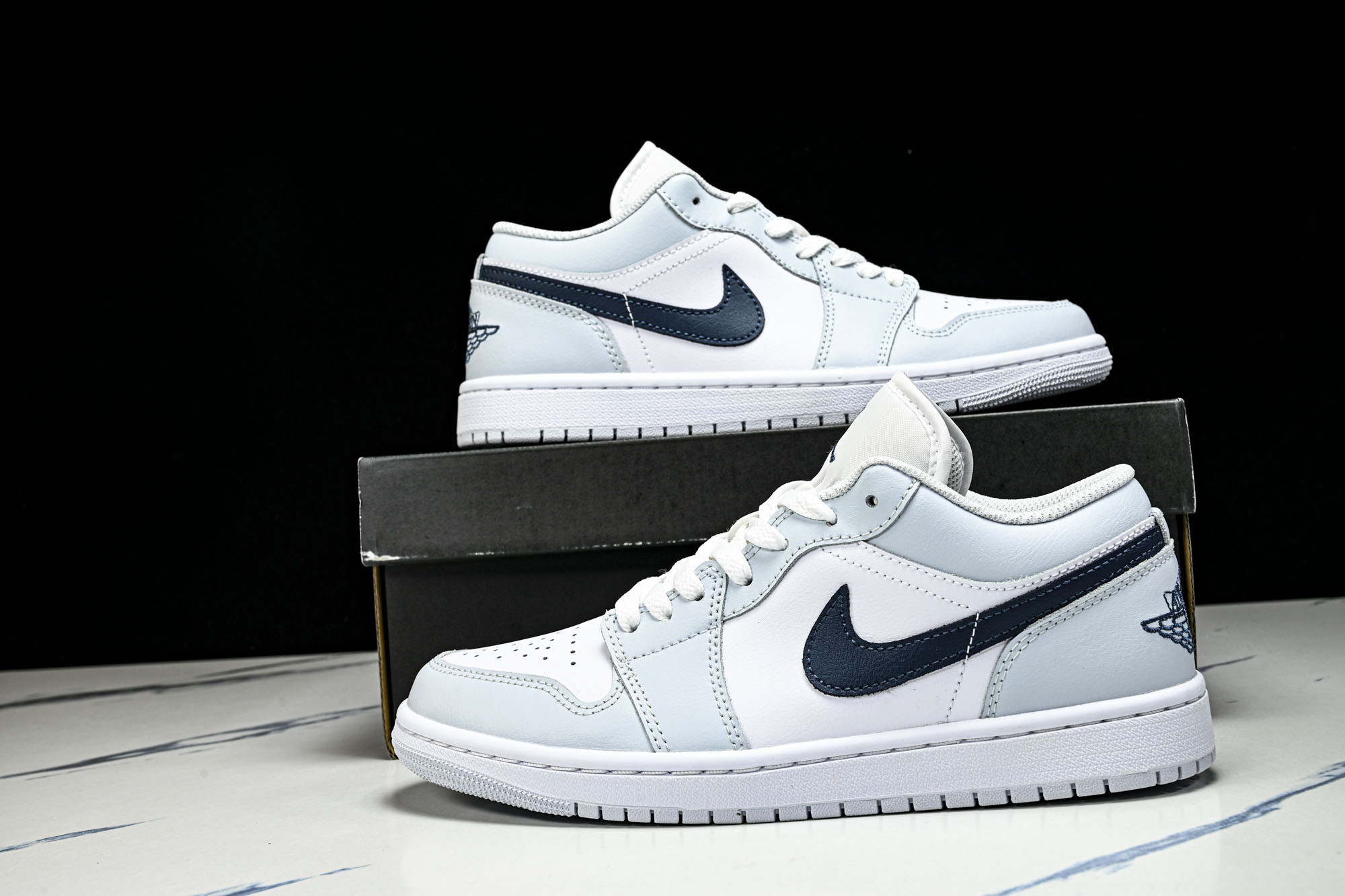 Air Jordan 1 Low AJ1 乔1白灰蓝勾 低帮复古文化篮球鞋 -400 #YZ010CJ版