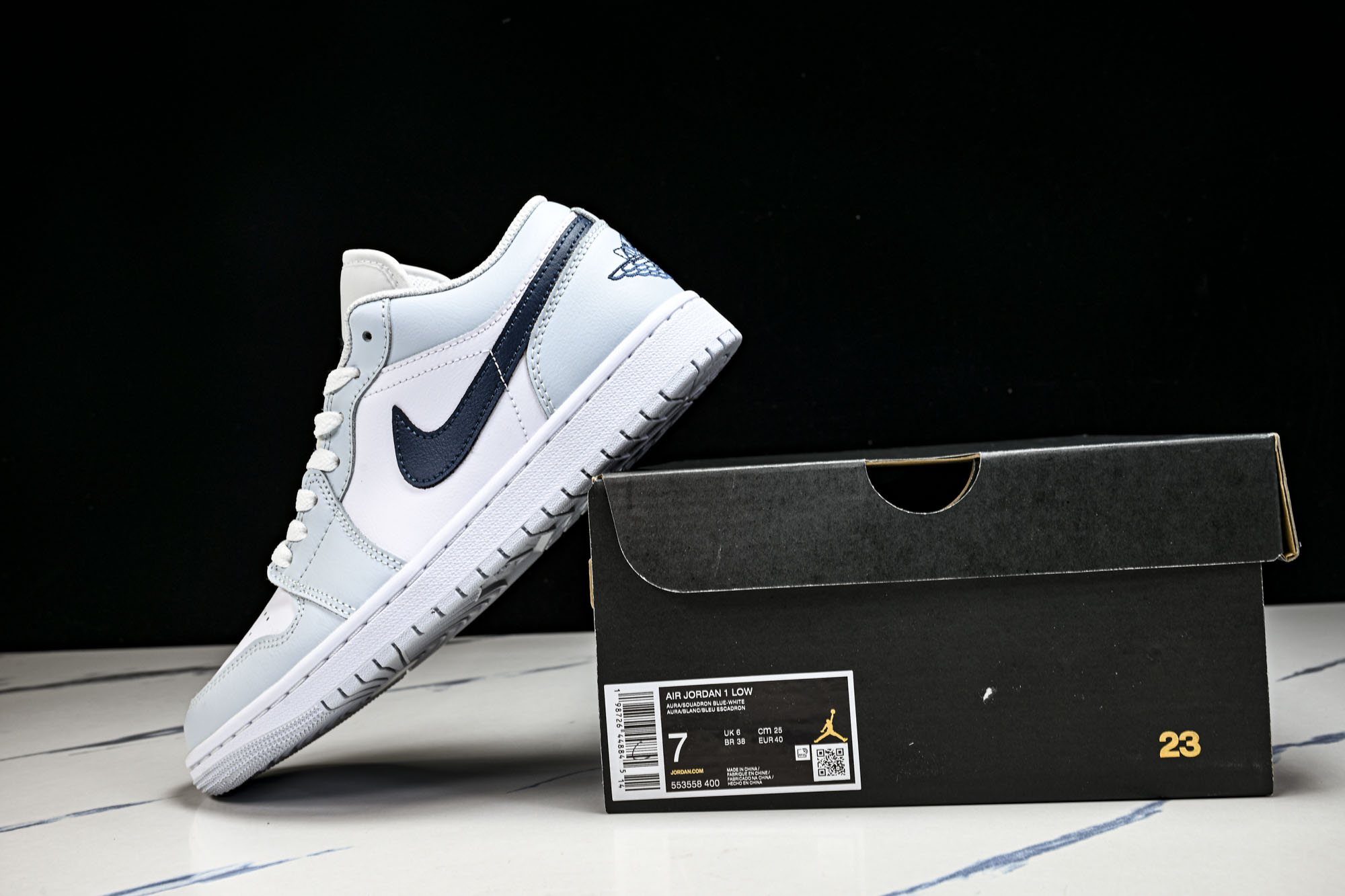 Air Jordan 1 Low AJ1 乔1白灰蓝勾 低帮复古文化篮球鞋 -400 #YZ010CJ版