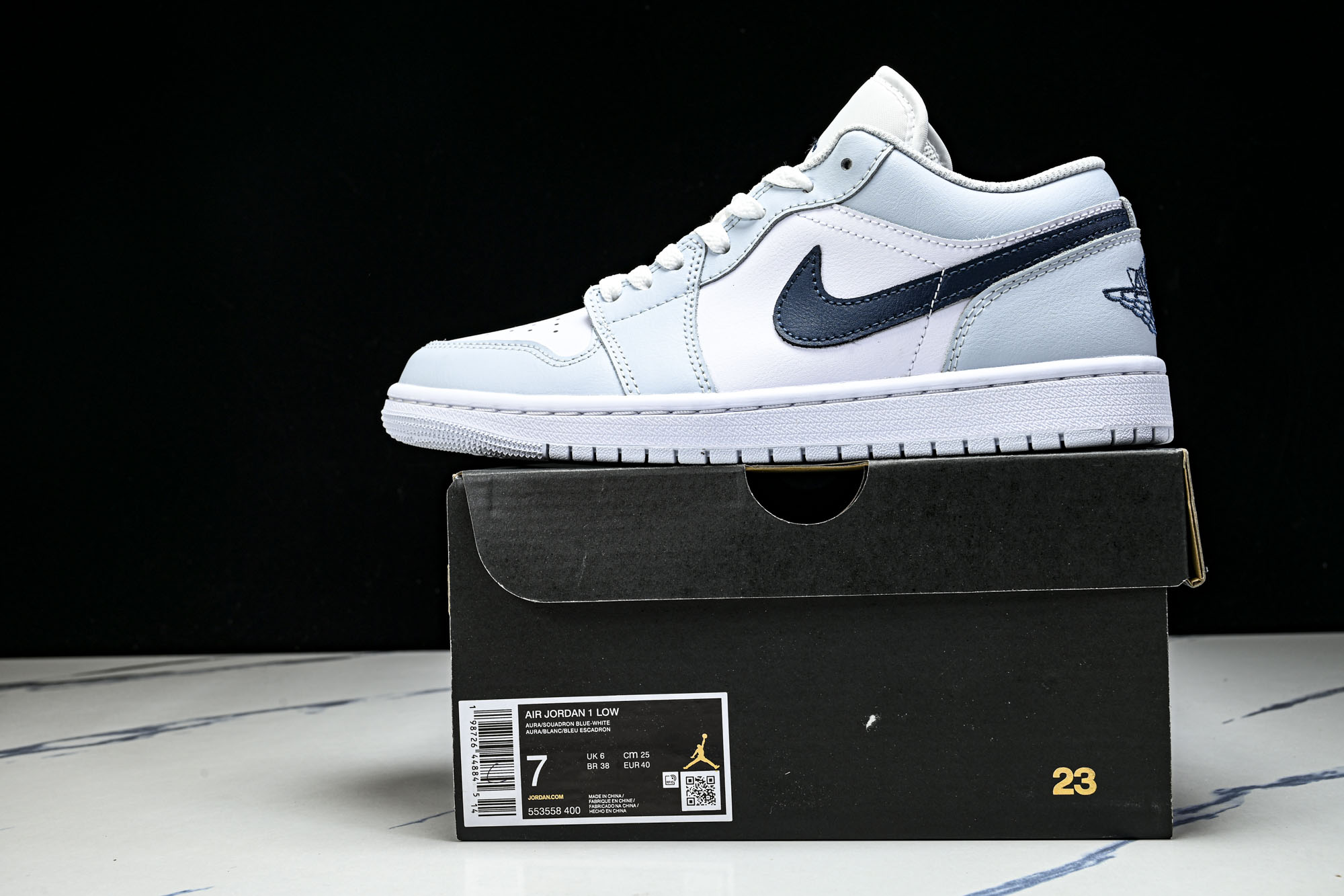 Air Jordan 1 Low AJ1 乔1白灰蓝勾 低帮复古文化篮球鞋 -400 #YZ010CJ版