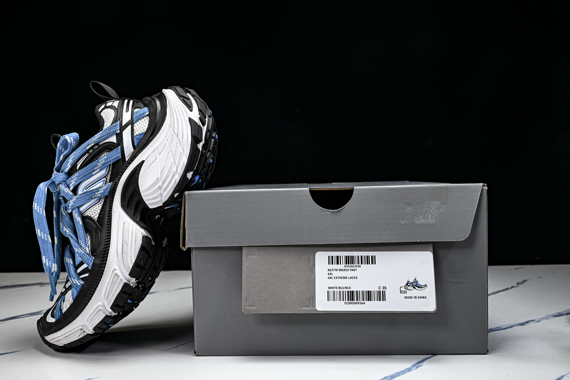 Balenciaga巴黎世家 6XL 黑蓝 W6XEX 9401 #YZ009新品 原配套鞋盒 鞋带 防