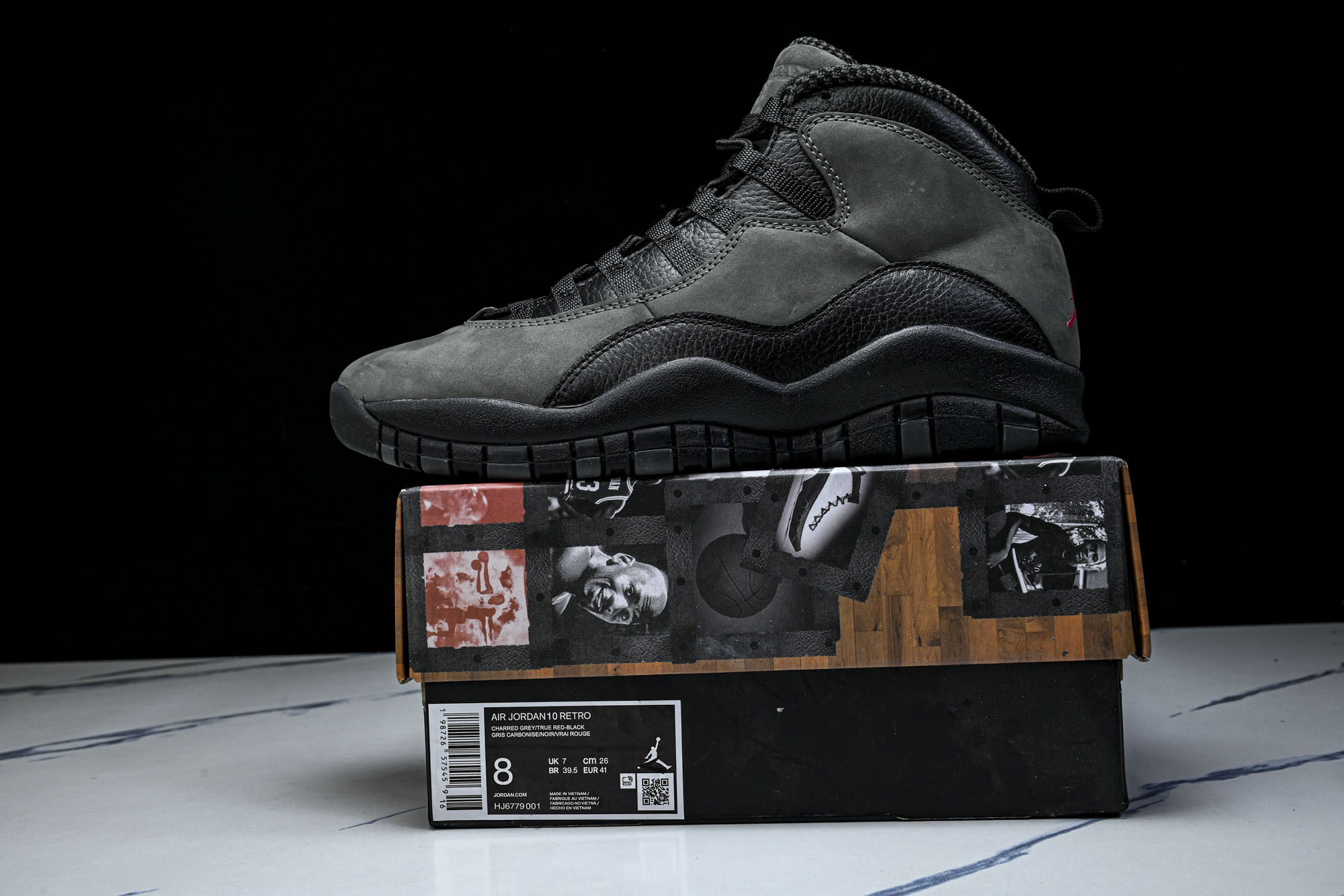 Air Jordan 10 Retro Light Steel AJ10 复古篮球鞋 碳灰黑红色 HJ6