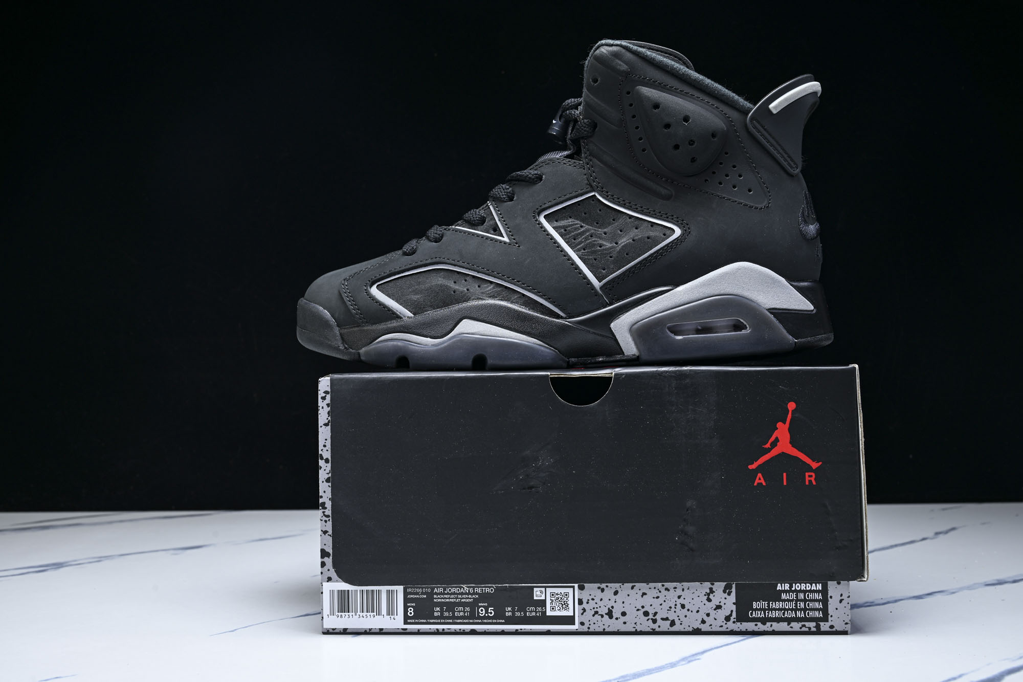 Air Jordan 6 AJ6 黑银 男子高帮复古休闲运动篮球鞋IR2266-010  #YZ01-1