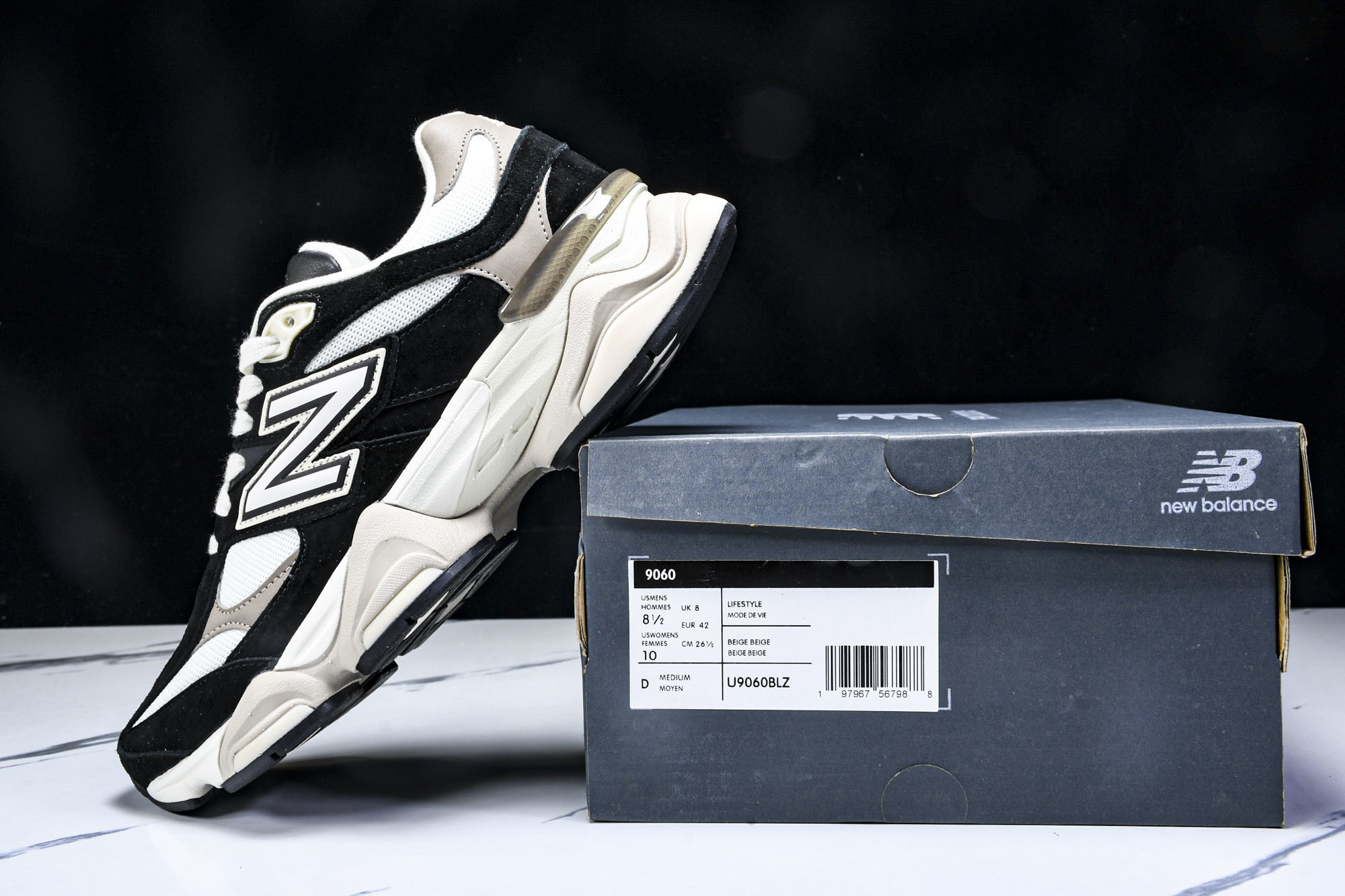 New Balance NB 9060 Sea Salt 黑白  货号：U9060BLZ #YZ010#