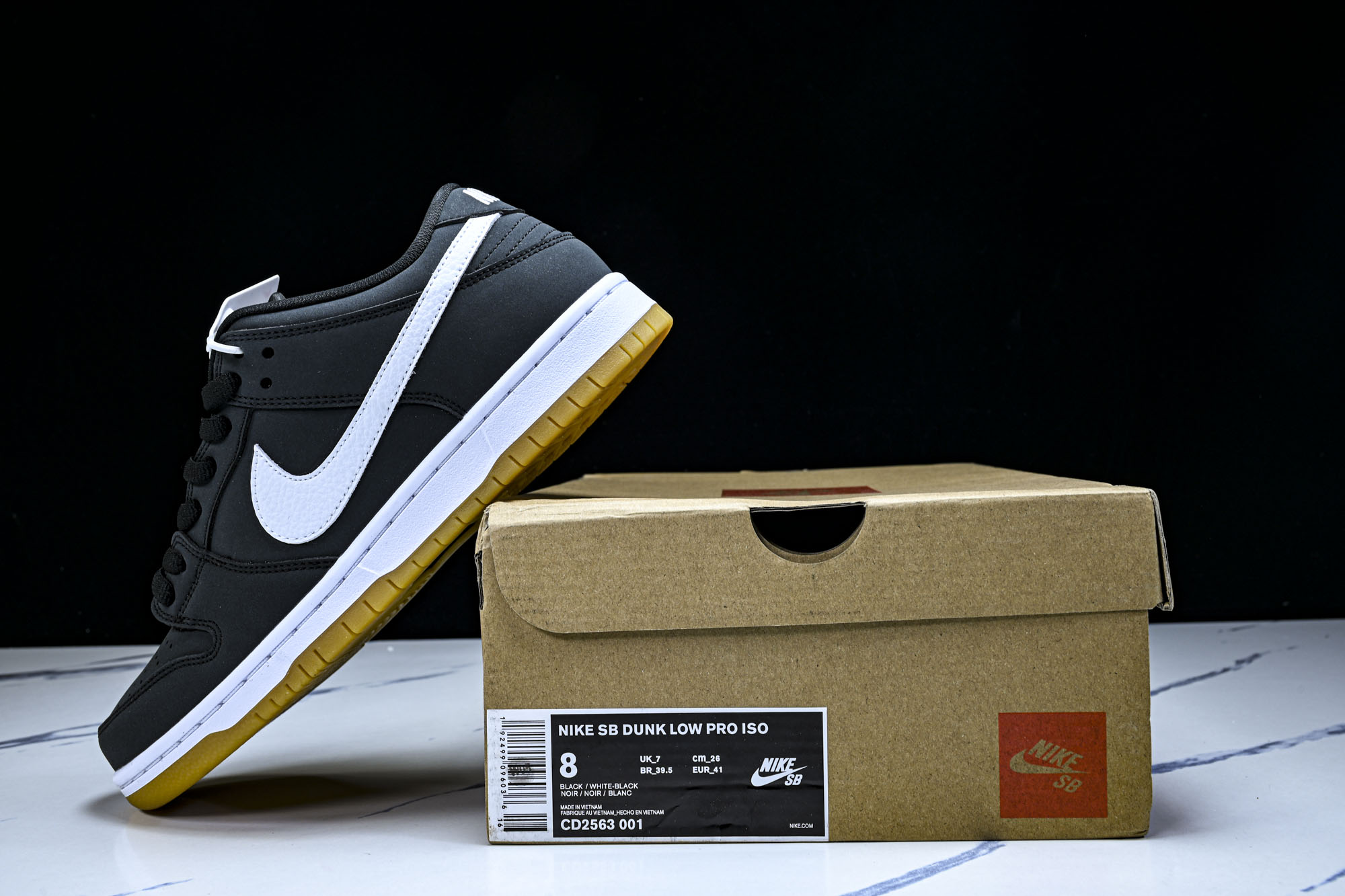 Nk SB Dunk Low Pro ISO 生胶黑白色 扣篮系列复古低帮休闲运动滑板鞋 CD2563-