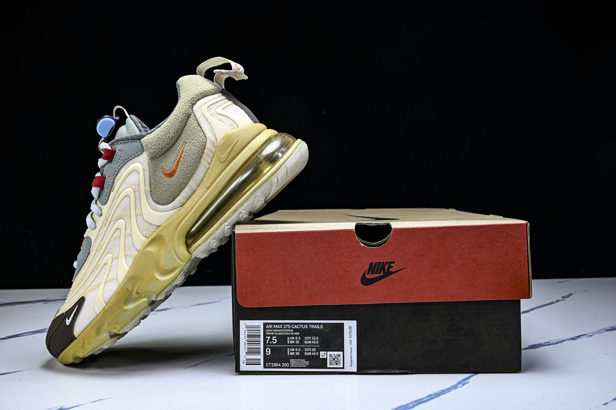 Travis Scott x Nk Air Max 270 React TS 联名款半掌气垫缓震跑步鞋 