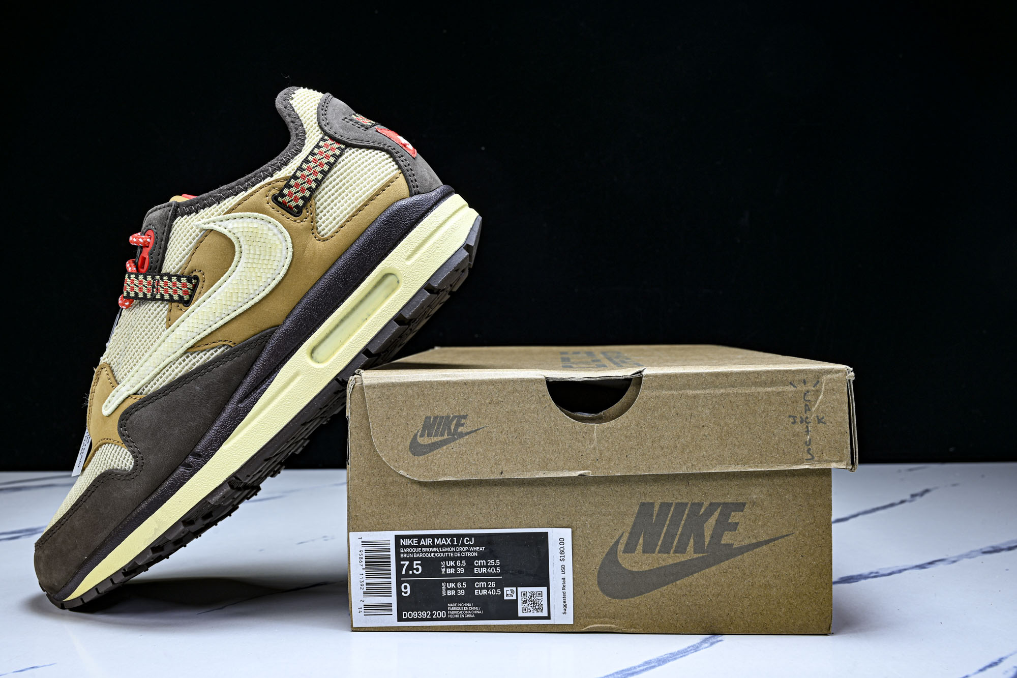Travish Scott x NK Air Max 1 “Wheat”复古休闲跑步鞋 小麦 倒钩D09