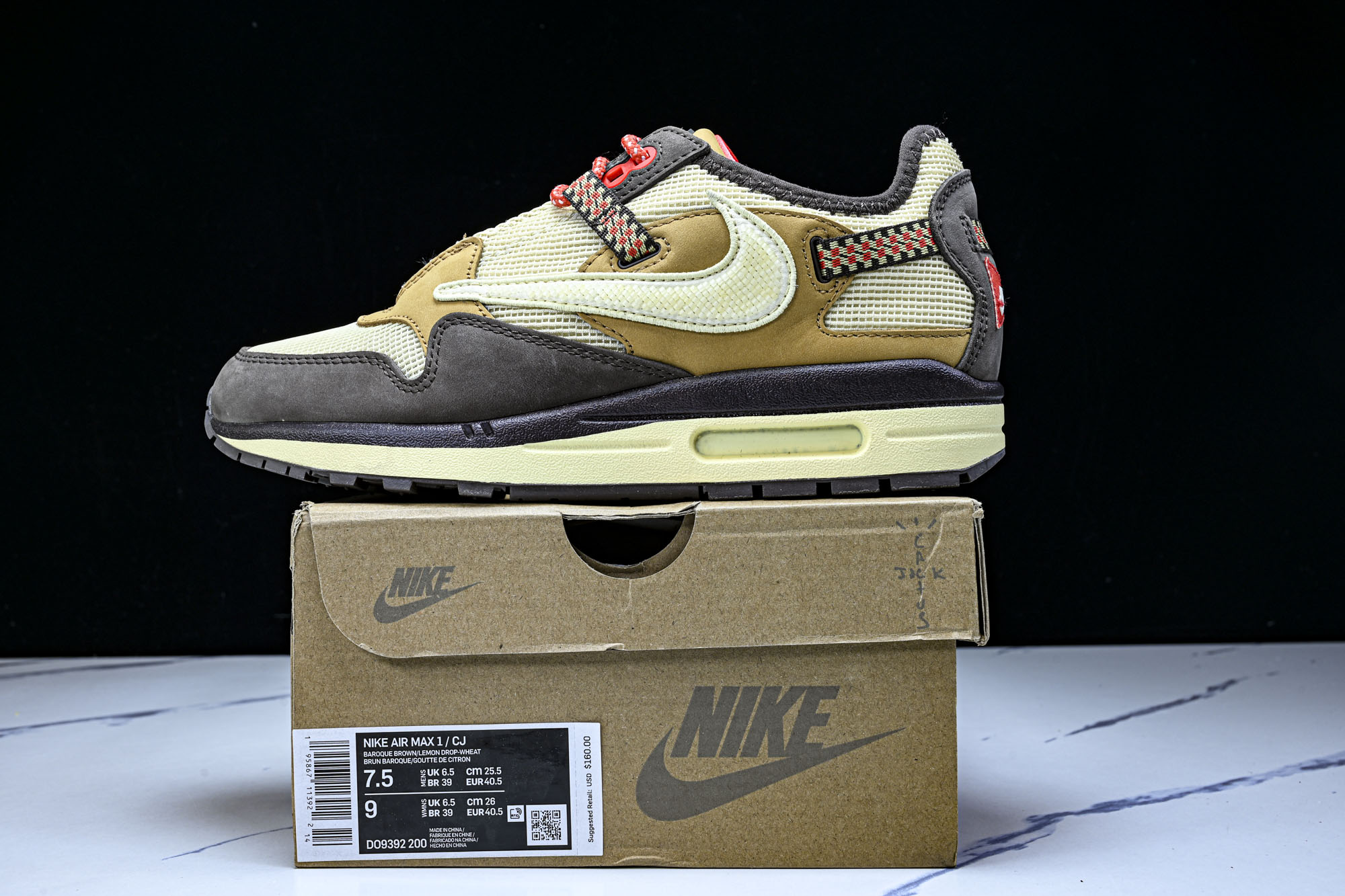 Travish Scott x NK Air Max 1 “Wheat”复古休闲跑步鞋 小麦 倒钩D09