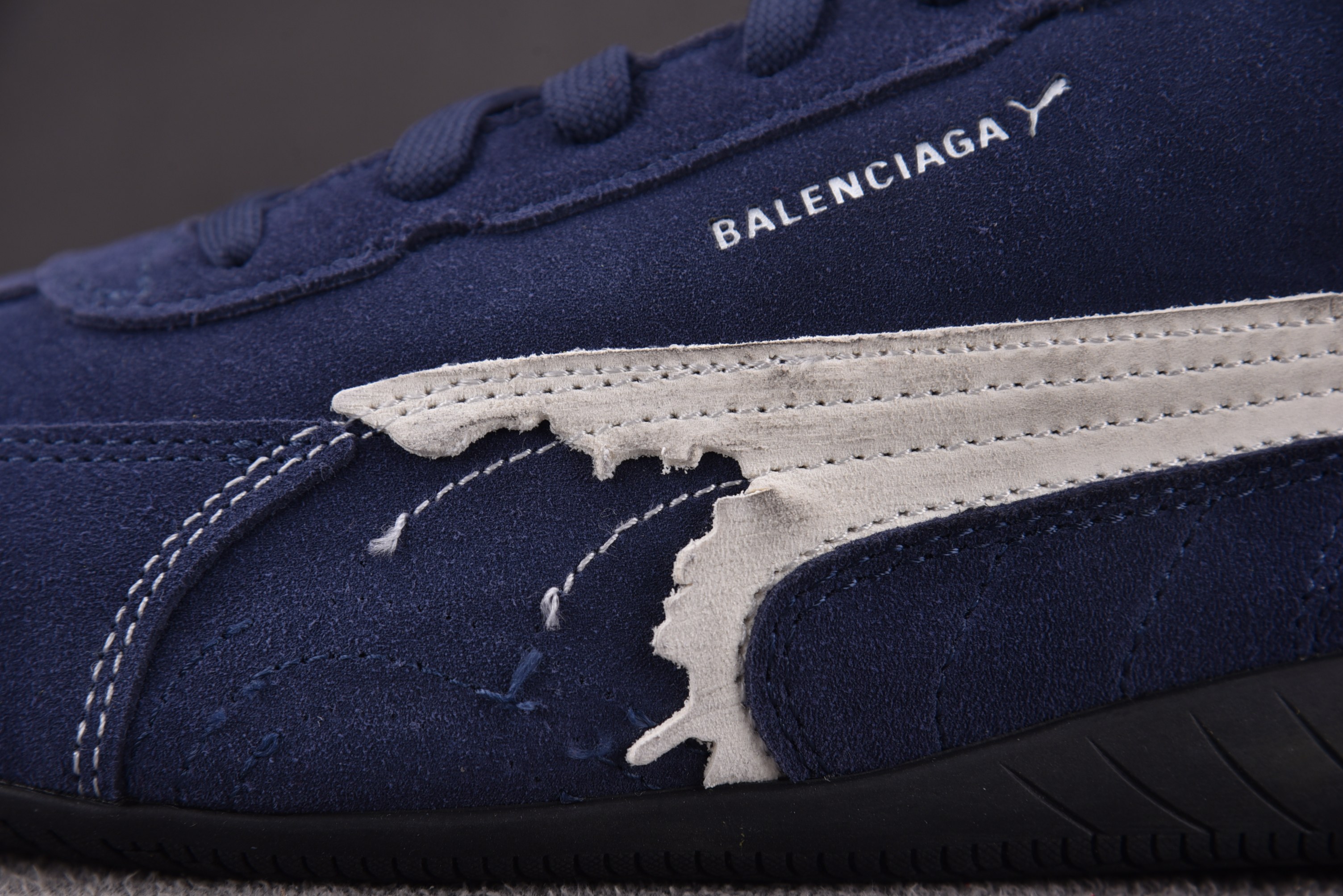 Balenciaga x Puma Speedcat Suede Distressed Navy Whi