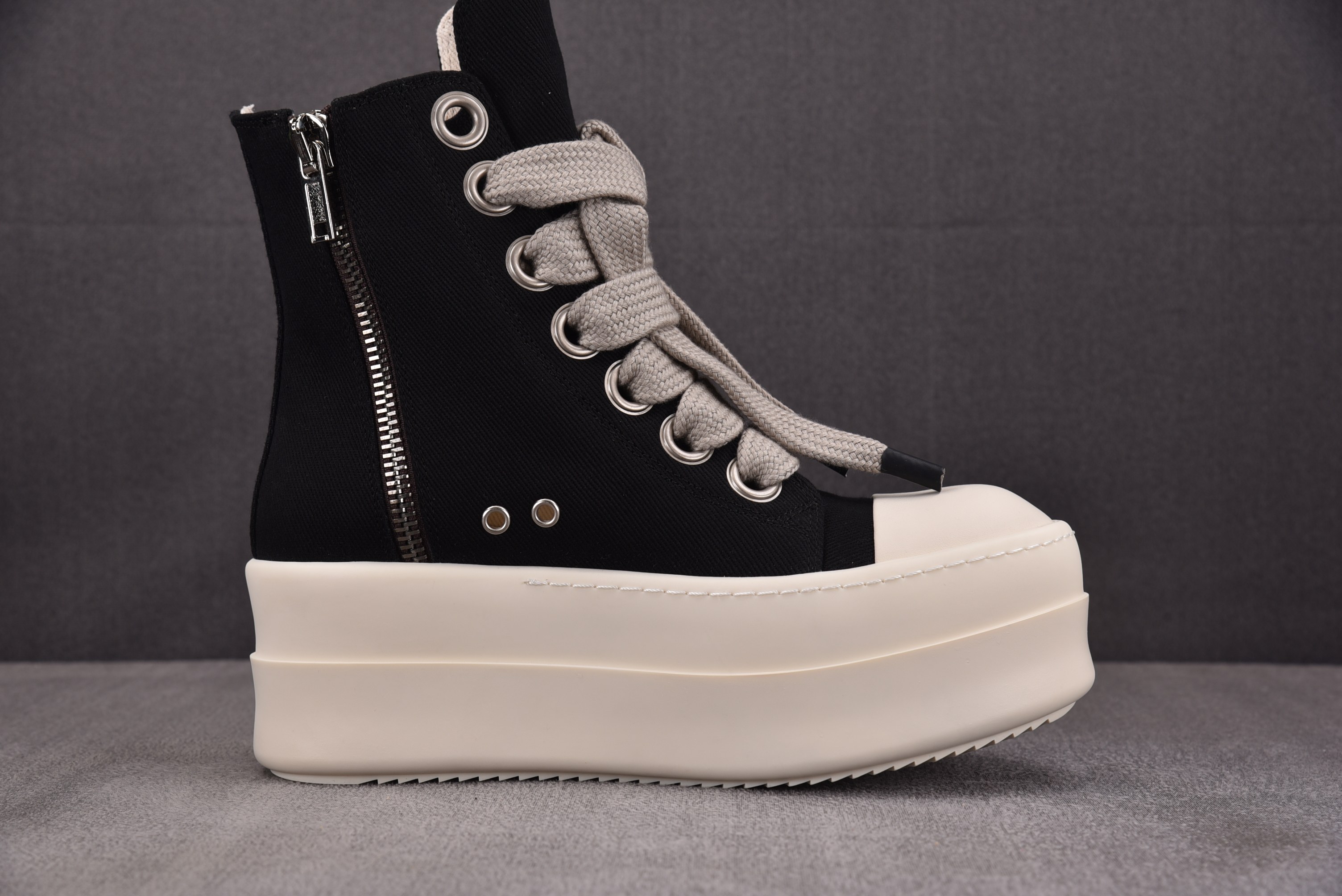 Rick Owens Drkshdw Hollywood 厚底 黑色条纹布36-46