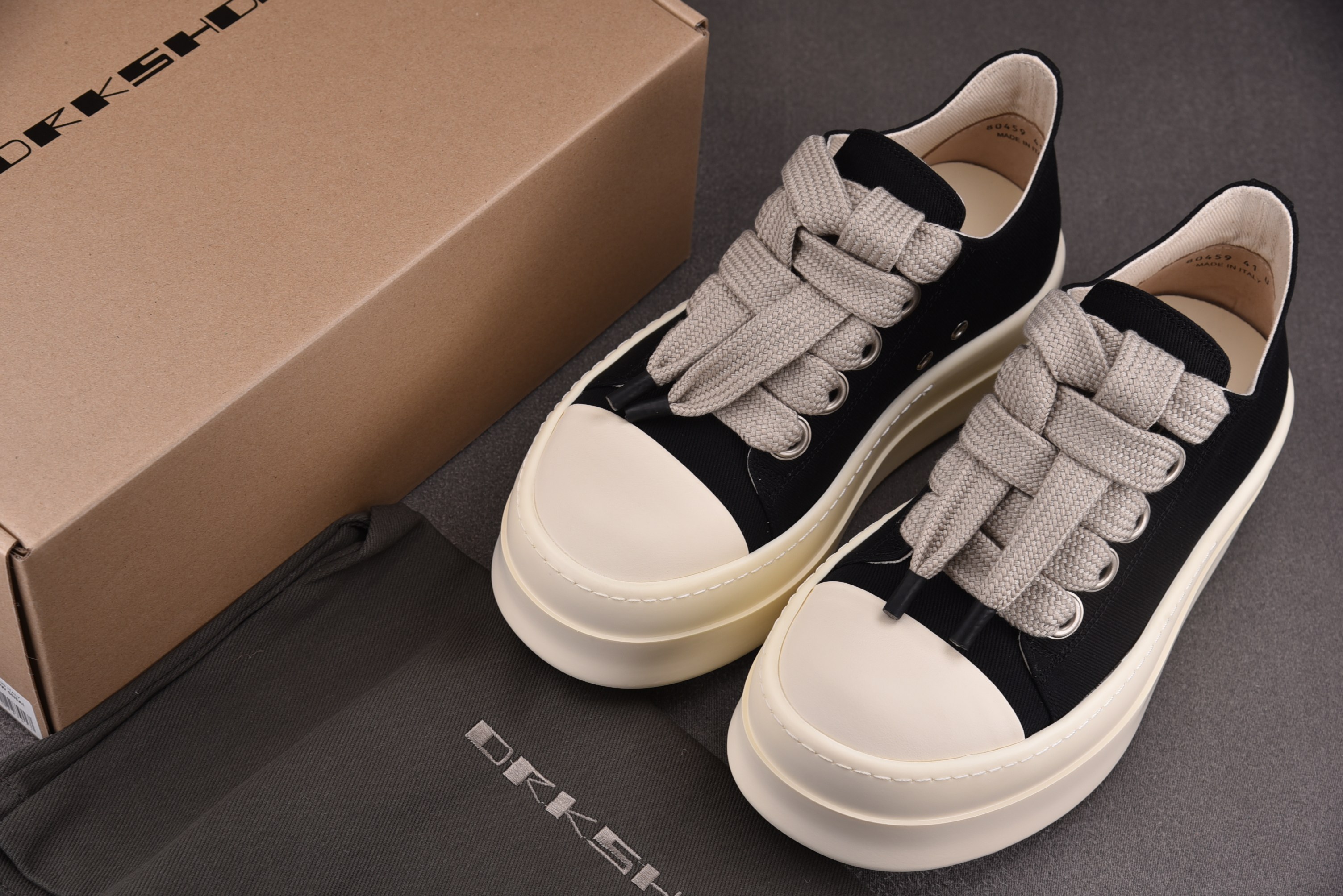 Rick Owens Drkshdw Temple Mega Bumbolace 6.5cm 黑色条纹布