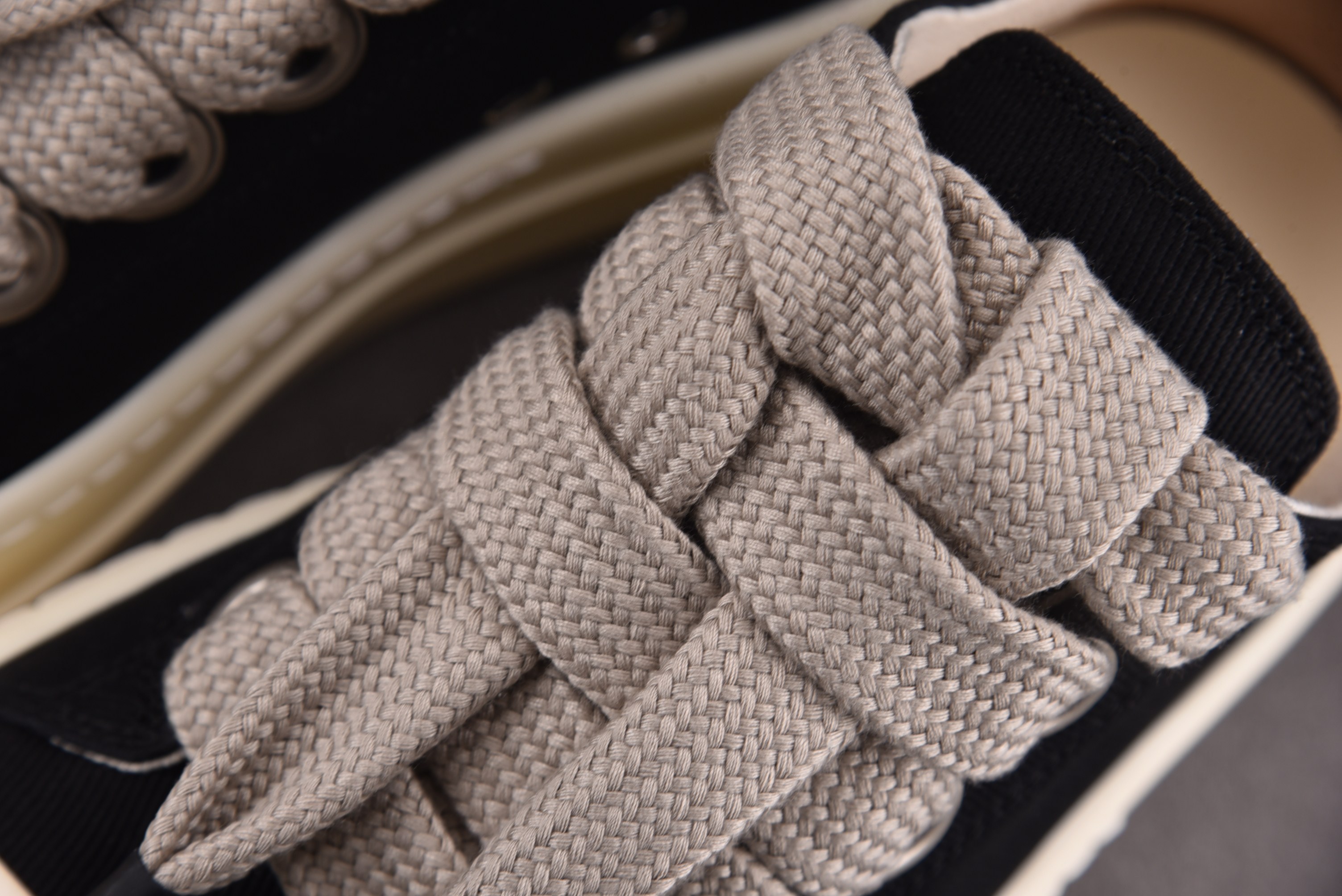 Rick Owens Drkshdw Temple Mega Bumbolace 6.5cm 黑色条纹布