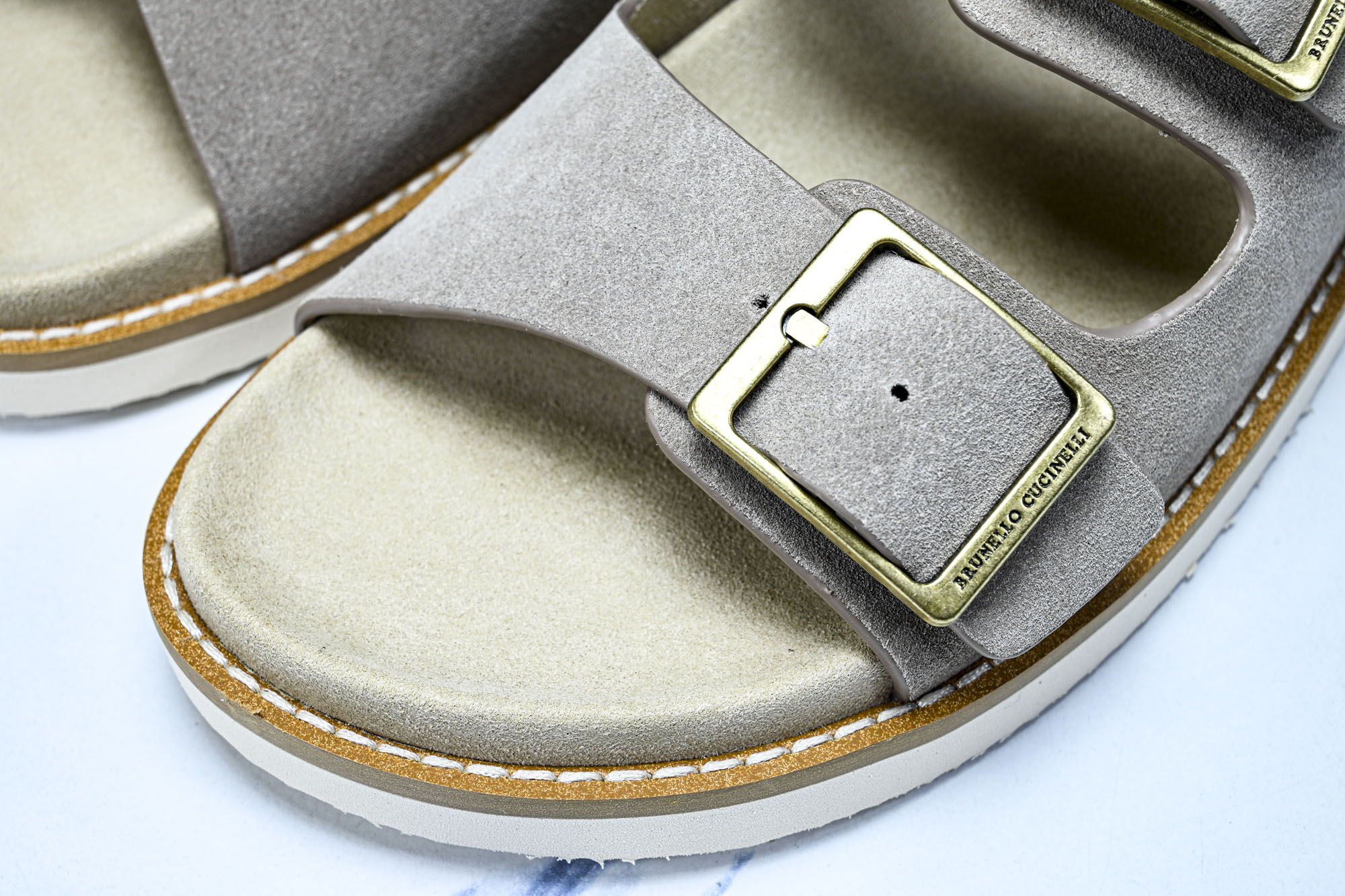 Brunello Cucinelli 男士帆布 绒面革 二字拖鞋_4 YZ006✦w1.版本 Brune