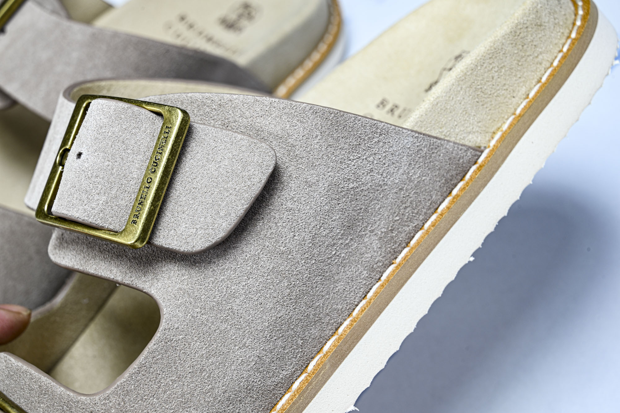 Brunello Cucinelli 男士帆布 绒面革 二字拖鞋_4 YZ006✦w1.版本 Brune
