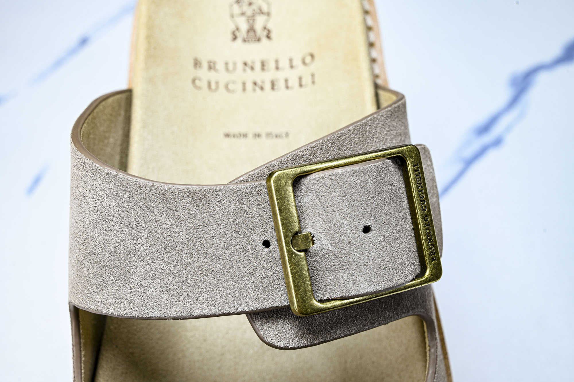 Brunello Cucinelli 男士帆布 绒面革 二字拖鞋_4 YZ006✦w1.版本 Brune