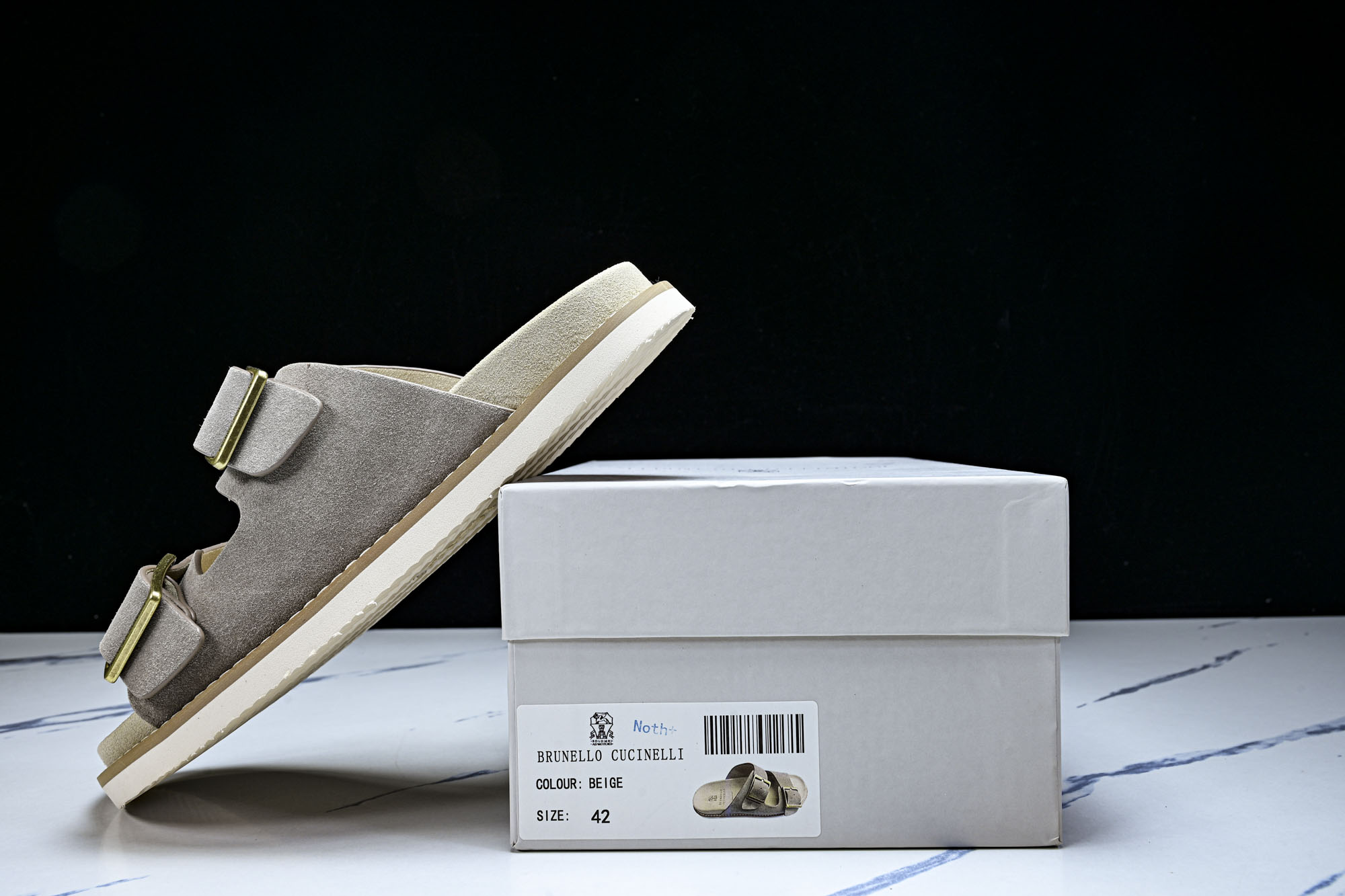 Brunello Cucinelli 男士帆布 绒面革 二字拖鞋_4 YZ006✦w1.版本 Brune